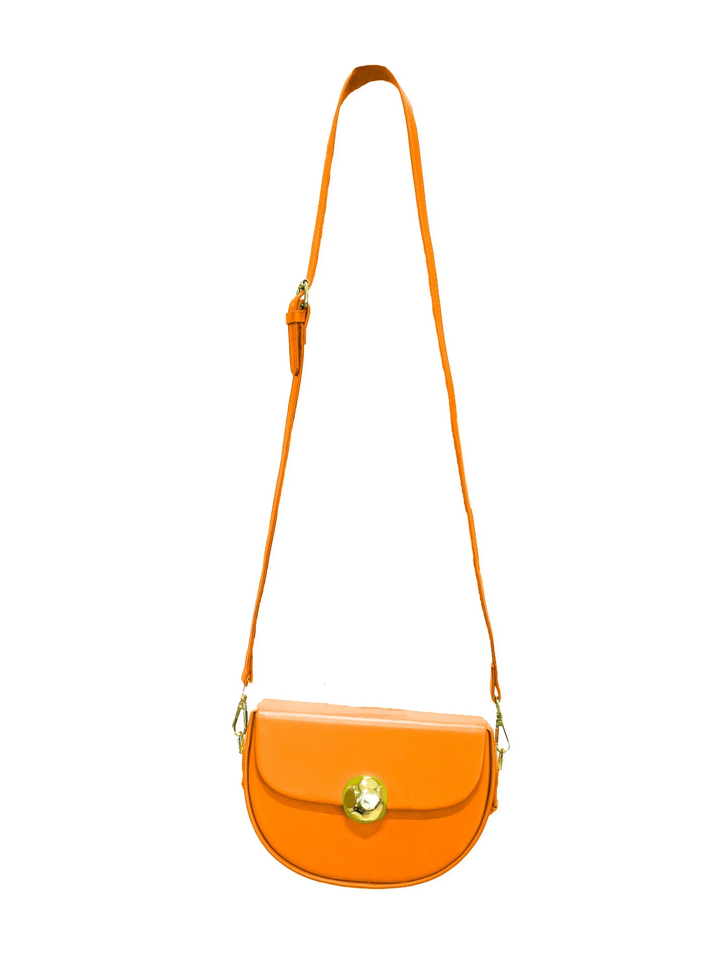 Caprilite Women's Top Handle Half Moon Box Clutch Handbag Chain Strap Gold Button Crossbody Wedding Evening Bag - Orange