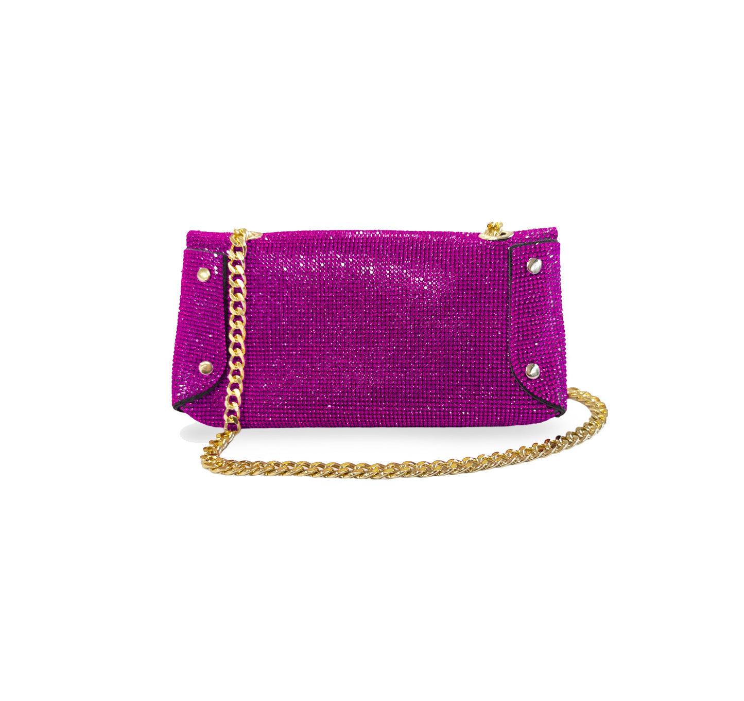 Caprilite Small Crossbody Bag Sparkly Crystal Clutch Fold Handbag Fuchsia Pink