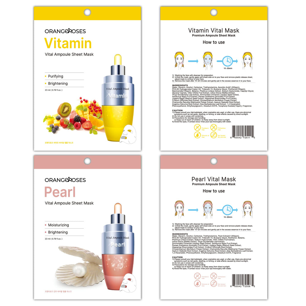 OBS lab Orangeroses 100 Pcs Combo Pack – Premium Korean Sheet Masks (10 Types)