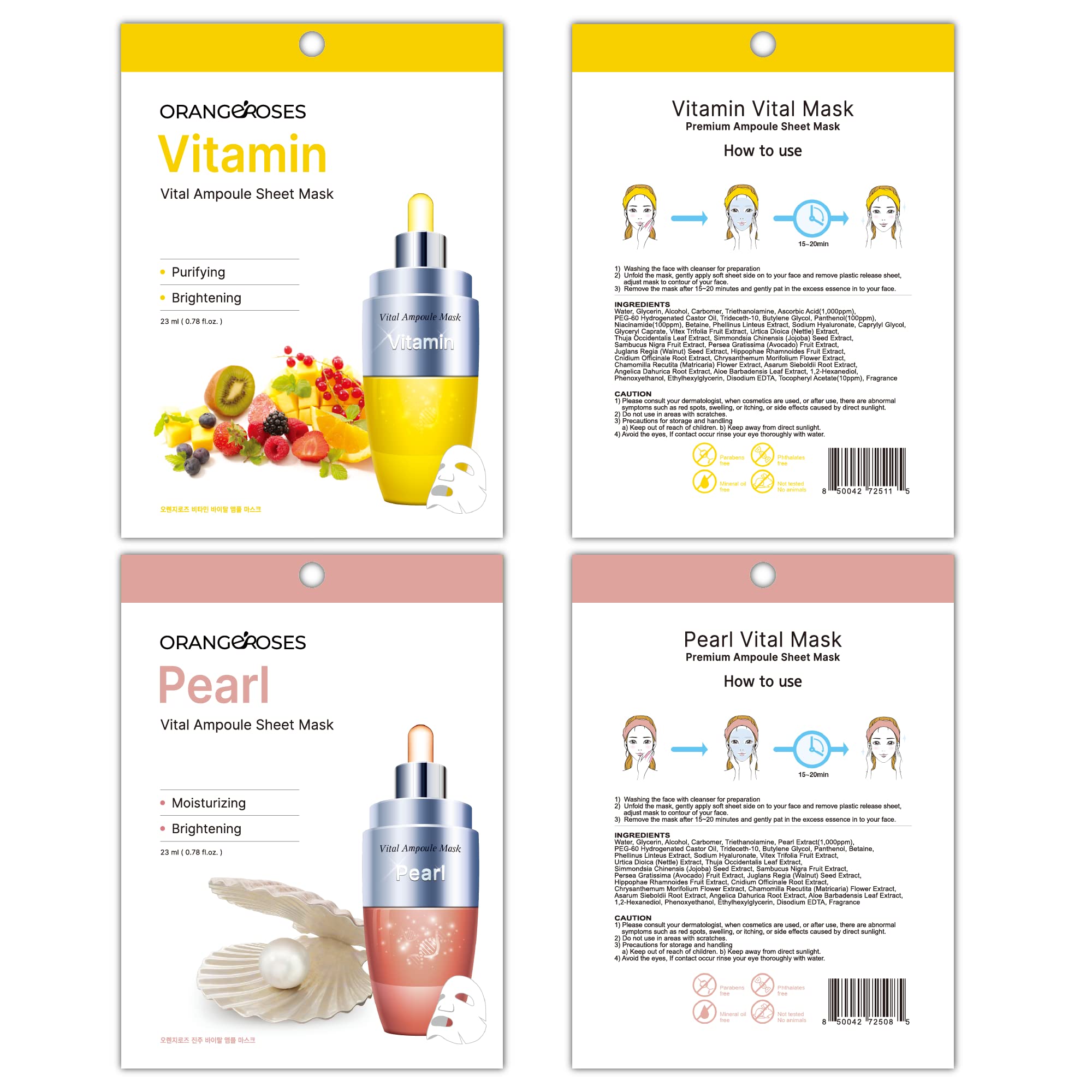 OBS lab Orangeroses 100 Pcs Combo Pack – Premium Korean Sheet Masks (10 Types)