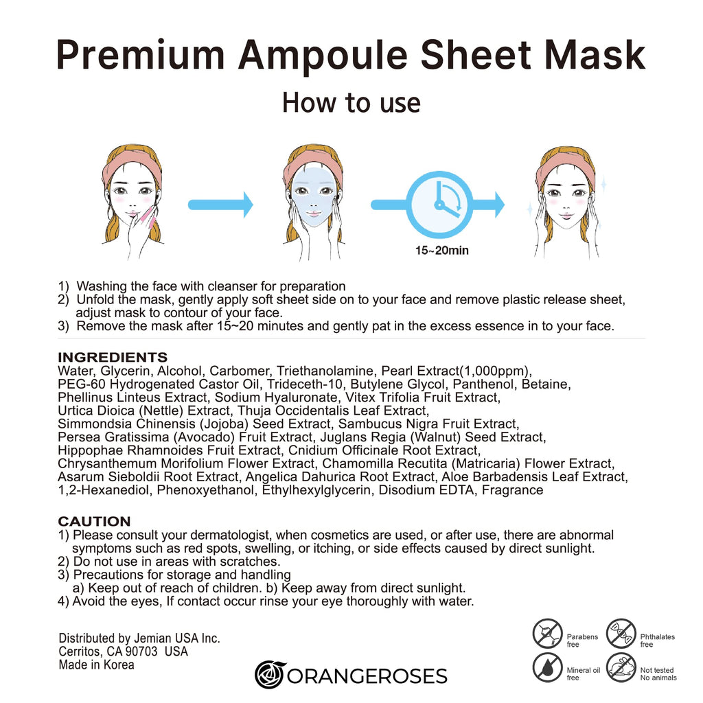 Orangeroses 100-Combo Pack: 10 Types Full-Face Sheet Masks with Release Paper