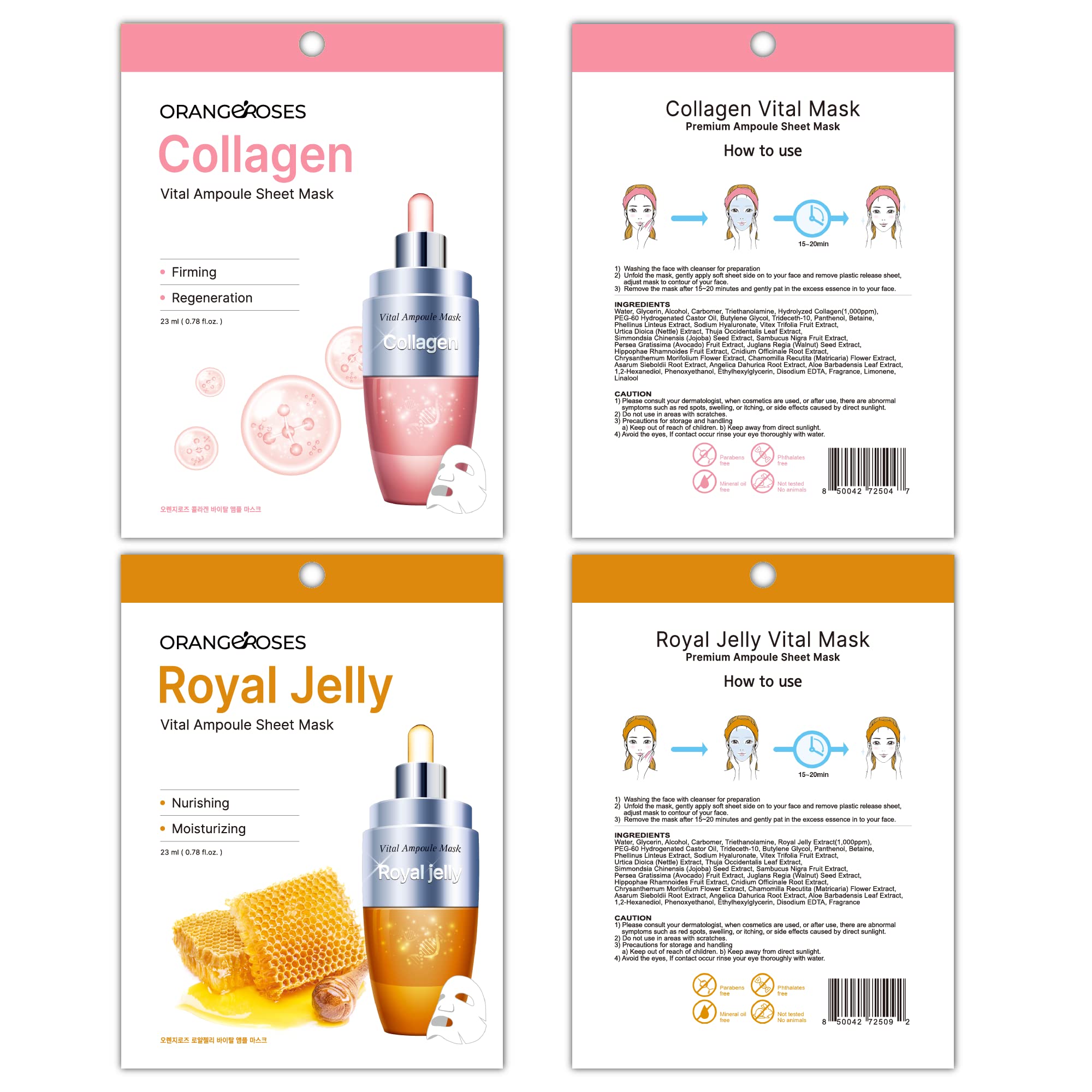 OBS lab Orangeroses 100 Pcs Combo Pack – Premium Korean Sheet Masks (10 Types)
