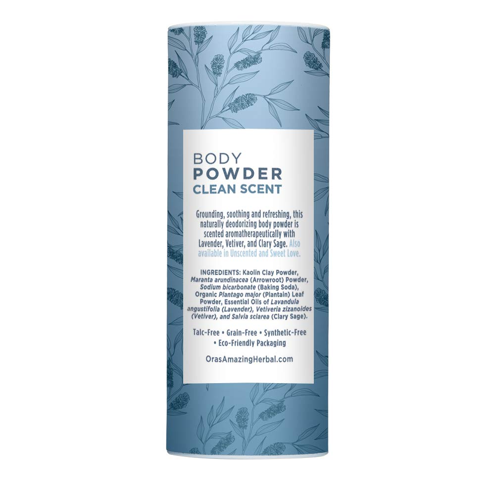 Ora's Amazing Herbal Natural Body Powder & Oil Set (2.5 oz + 2 oz) – Talc-Free, Clean Scent