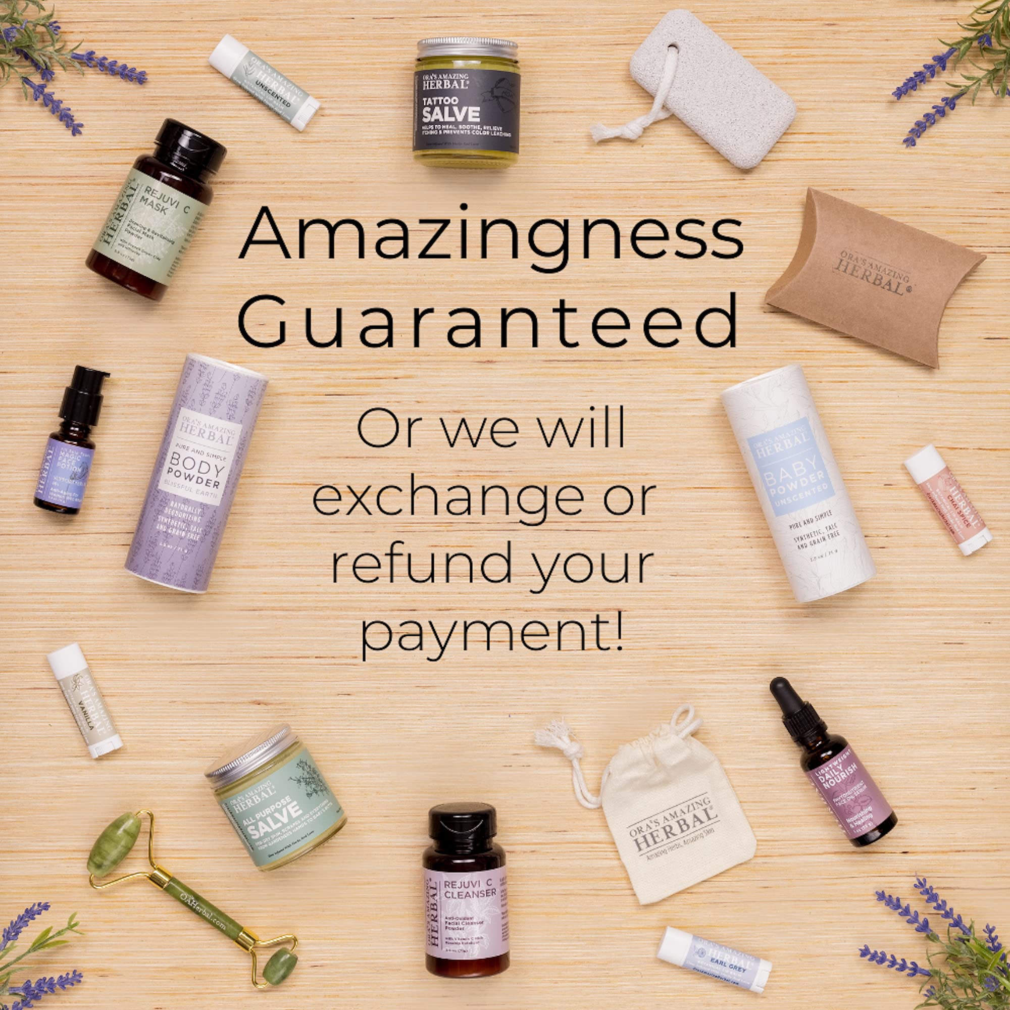 Ora's Amazing Herbal Natural Body Powder & Oil Set (2.5 oz + 2 oz) – Talc-Free, Clean Scent