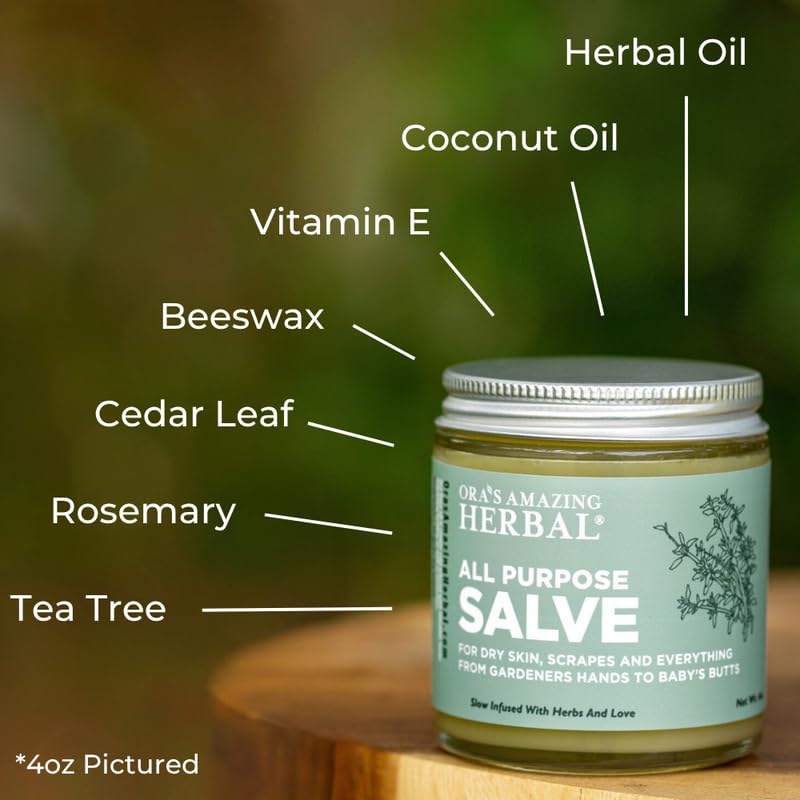 Ora's Amazing Herbal All Purpose Salve – Herbal Skin Balm with Tea Tree, 4 oz
