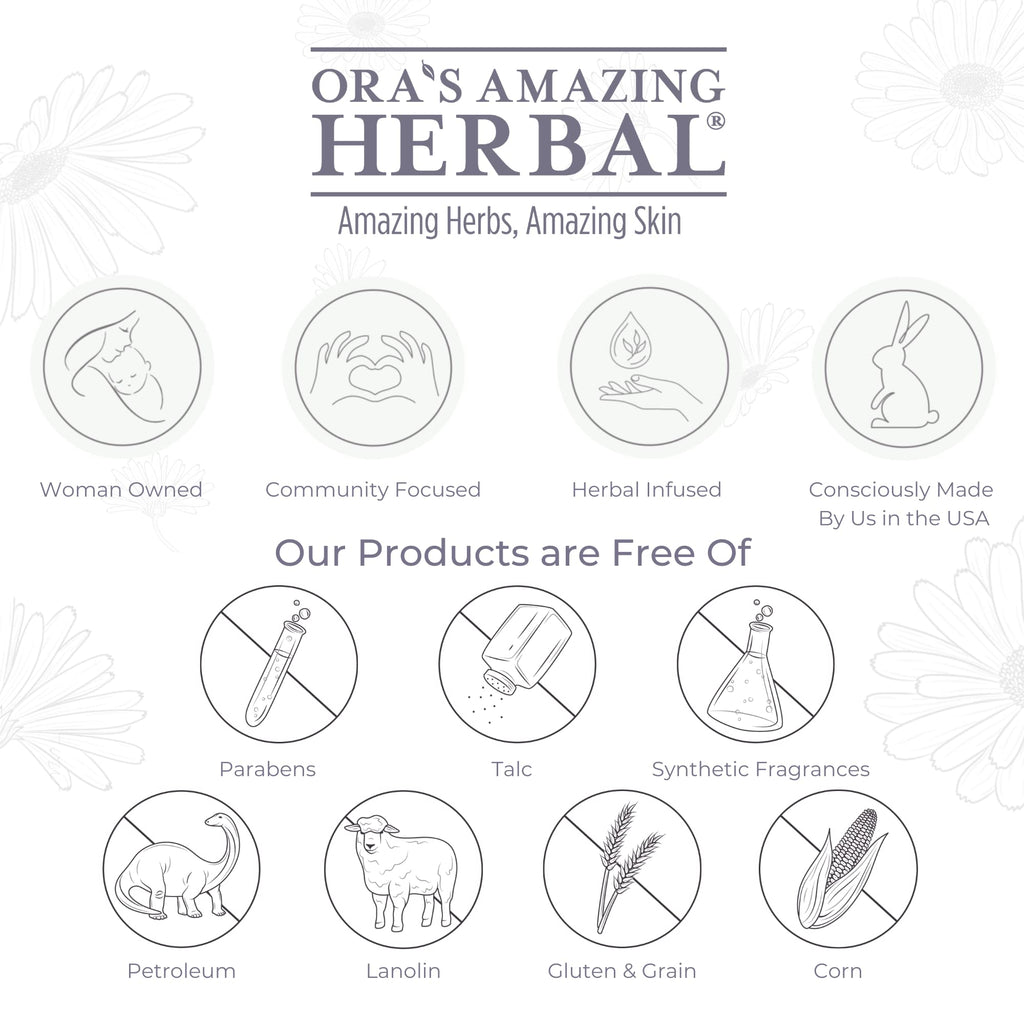Ora's Amazing Herbal Natural Body Powder & Oil Set (2.5 oz + 2 oz) – Talc-Free, Clean Scent