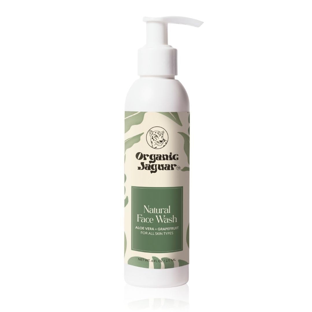 Organic Jaguar Aloe Vera & Grapefruit Face Wash with Hyaluronic Acid – Hydrating Pore Cleanser (6 fl oz)