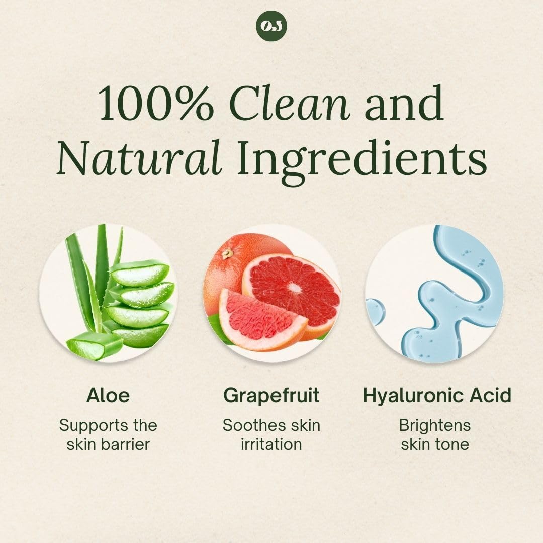 Organic Jaguar Aloe Vera & Grapefruit Face Wash with Hyaluronic Acid – Hydrating Pore Cleanser (6 fl oz)