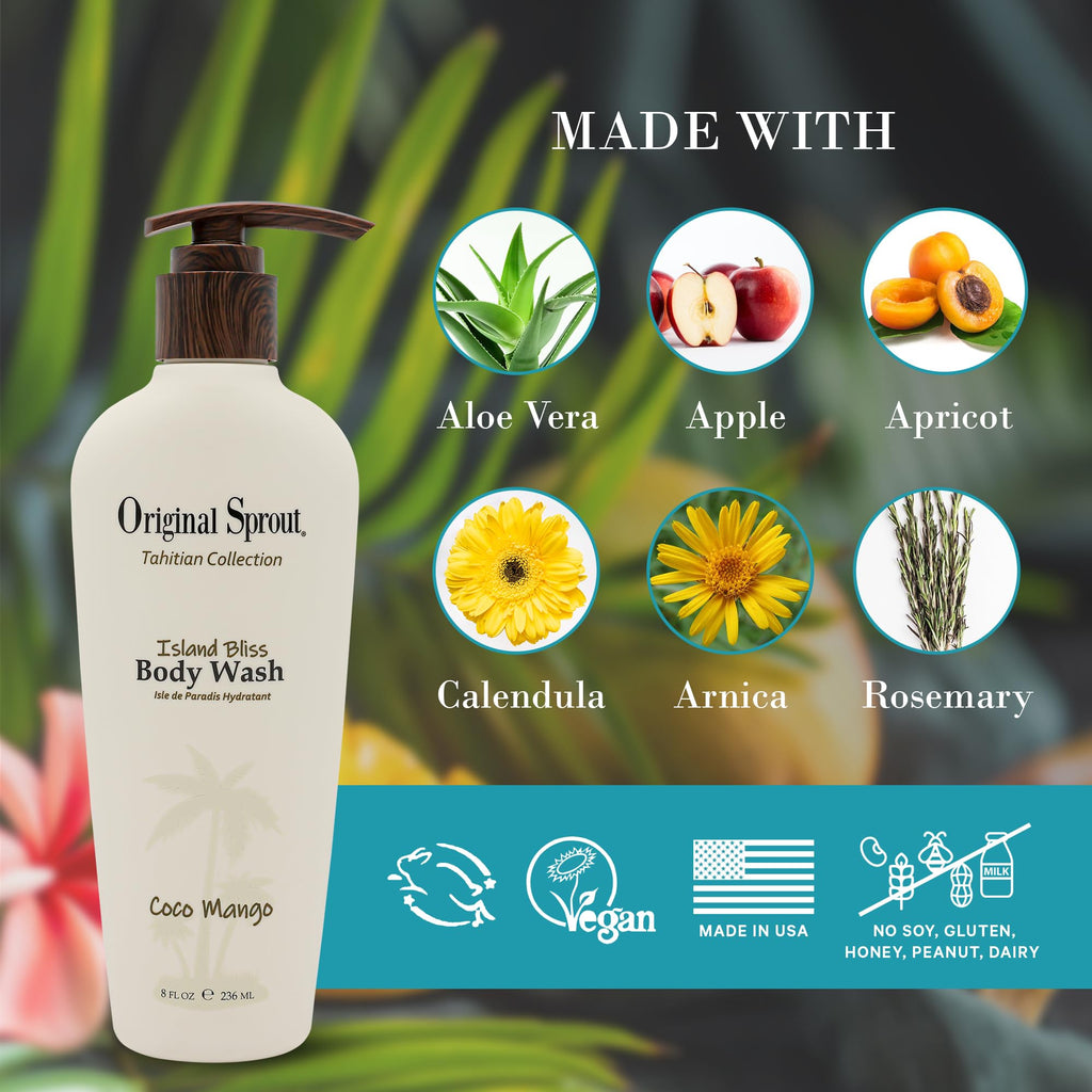 Original Sprout Island Bliss Hydrating Body Wash – Sulfate-Free, Coconut Mango, All Skin Types