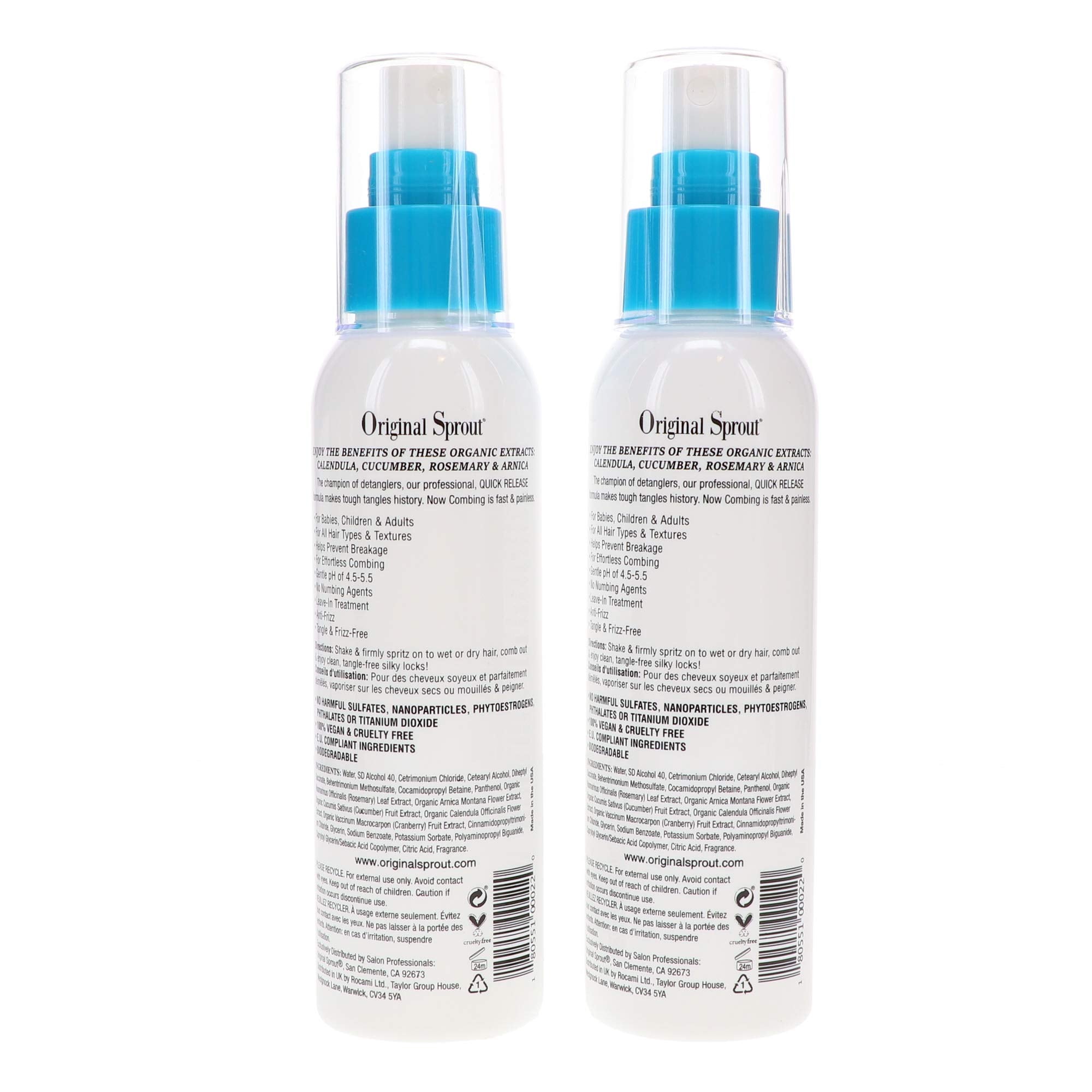 Original Sprout Miracle Detangler – All Hair Moisturizer & Leave-In Spray, 4 oz (2 Pack)