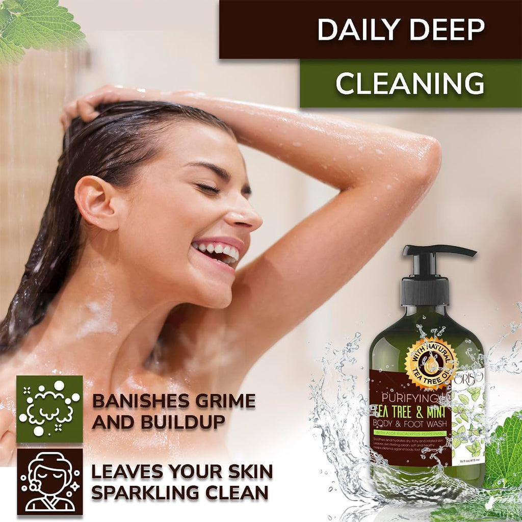 ORISO Tea Tree Mint Body Wash for Women & Men – Hydrating, Invigorating Cleanse (16oz)