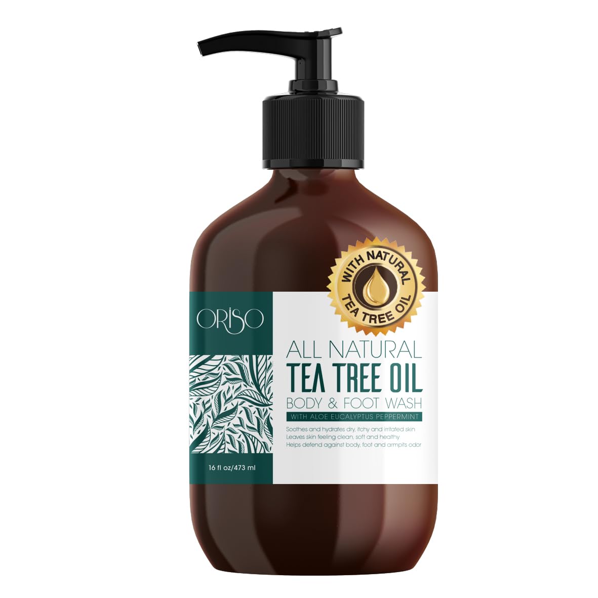 ORISO Tea Tree Oil Body Wash - Moisturizing, Sulfate-Free, 16oz