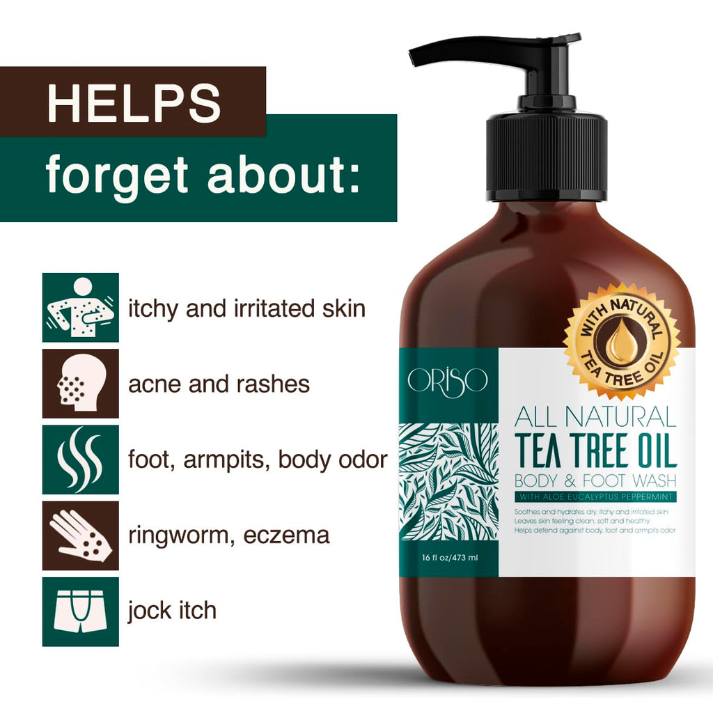 ORISO Tea Tree Oil Body Wash - Moisturizing, Sulfate-Free, 16oz