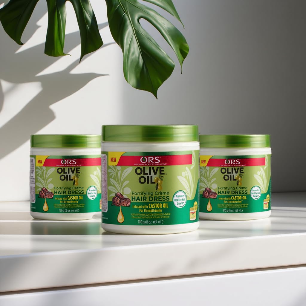 ORS Olive Oil Fortifying Cream with Castor Oil – Strengthening Hair Dress, 6 oz (Pack of 3)
