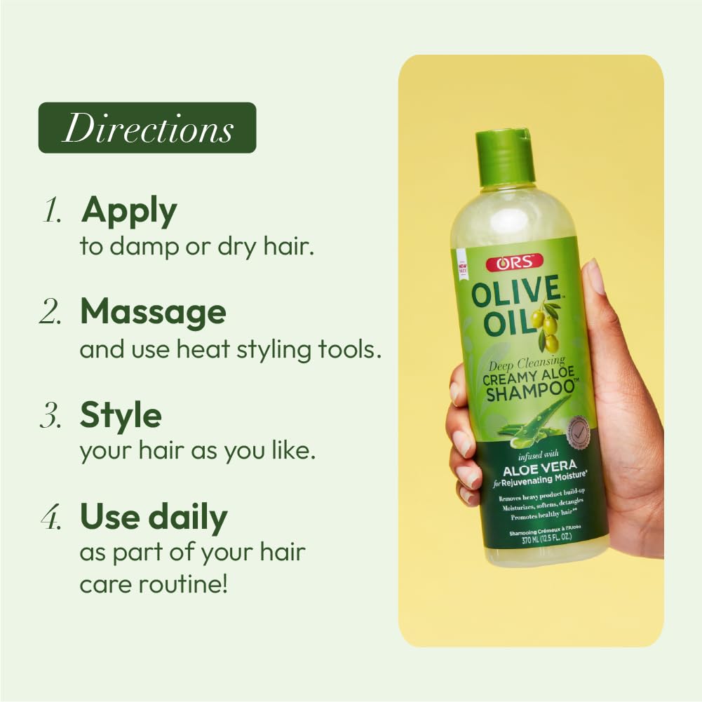 ORS Olive Oil Moisture Restore Creamy Aloe Shampoo with Aloe Vera – 12.5 oz Pack of 4
