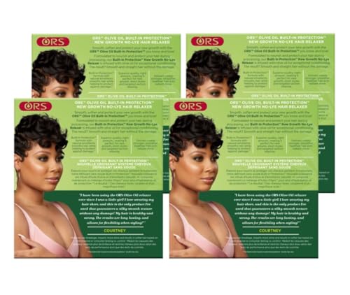ORS Olive Oil Built-In Protection New Growth No-Lye Relaxer, Normal Strength (Pack of 4)