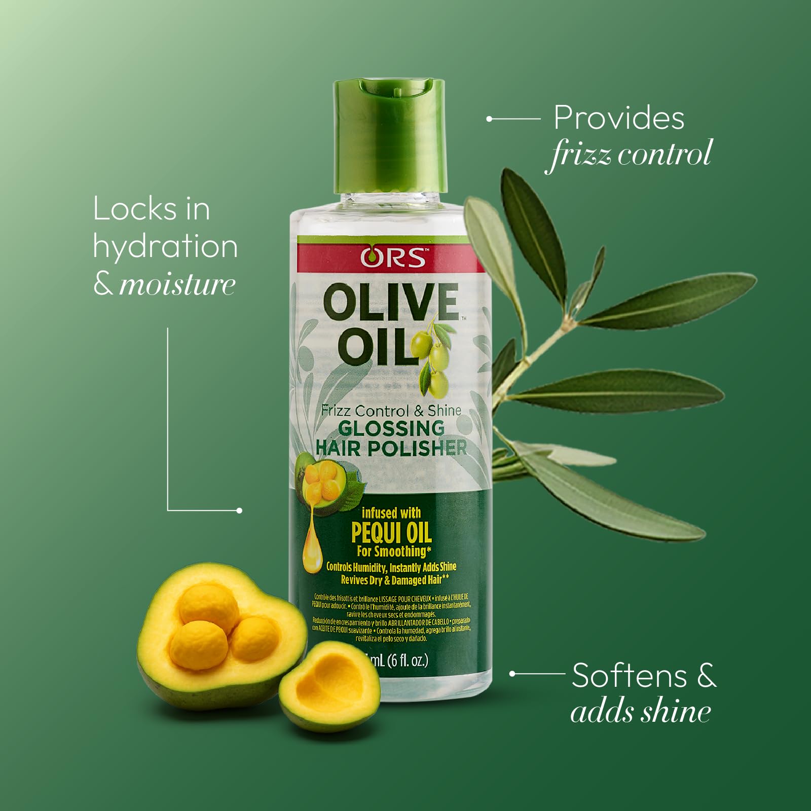 ORS Olive Oil Anti-Frizz Glossing Hair Polisher 6.0 Ounce (Pack of 4) | Shine, Frizz Control & Hydration