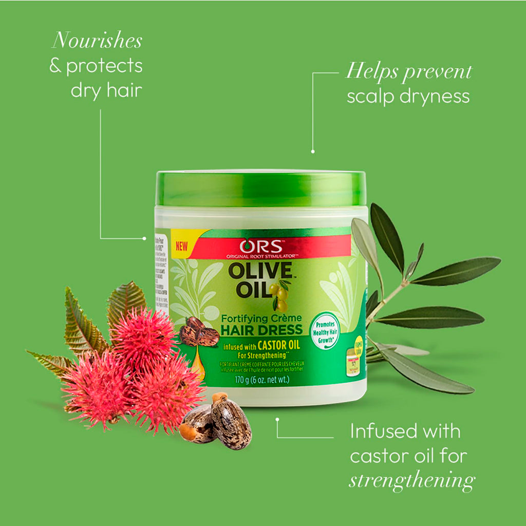 ORS Olive Oil Fortifying Cream with Castor Oil – Strengthening Hair Dress, 6 oz (Pack of 3)