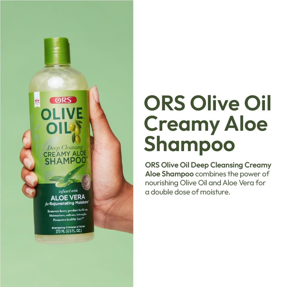 ORS Olive Oil Moisture Restore Creamy Aloe Shampoo with Aloe Vera – 12.5 oz Pack of 4