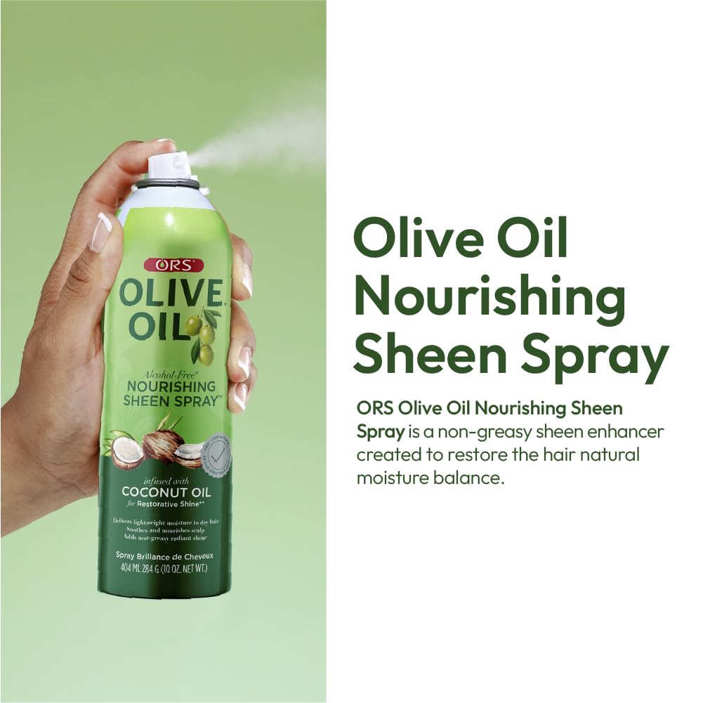 ORS Olive Oil Nourishing Sheen Spray with Coconut Oil – 10 oz (Pack of 4)