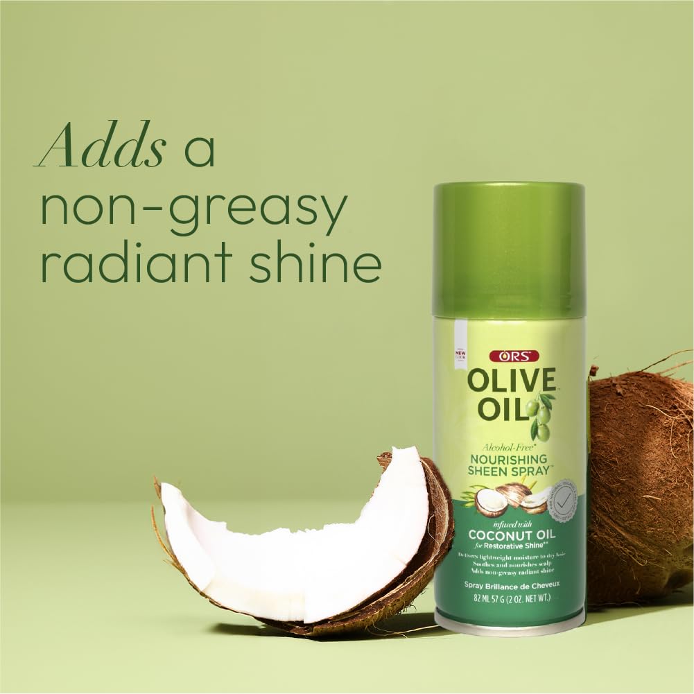ORS Olive Oil Nourishing Sheen Spray with Coconut Oil – Restorative Shine, Travel Size (Pack of 2)