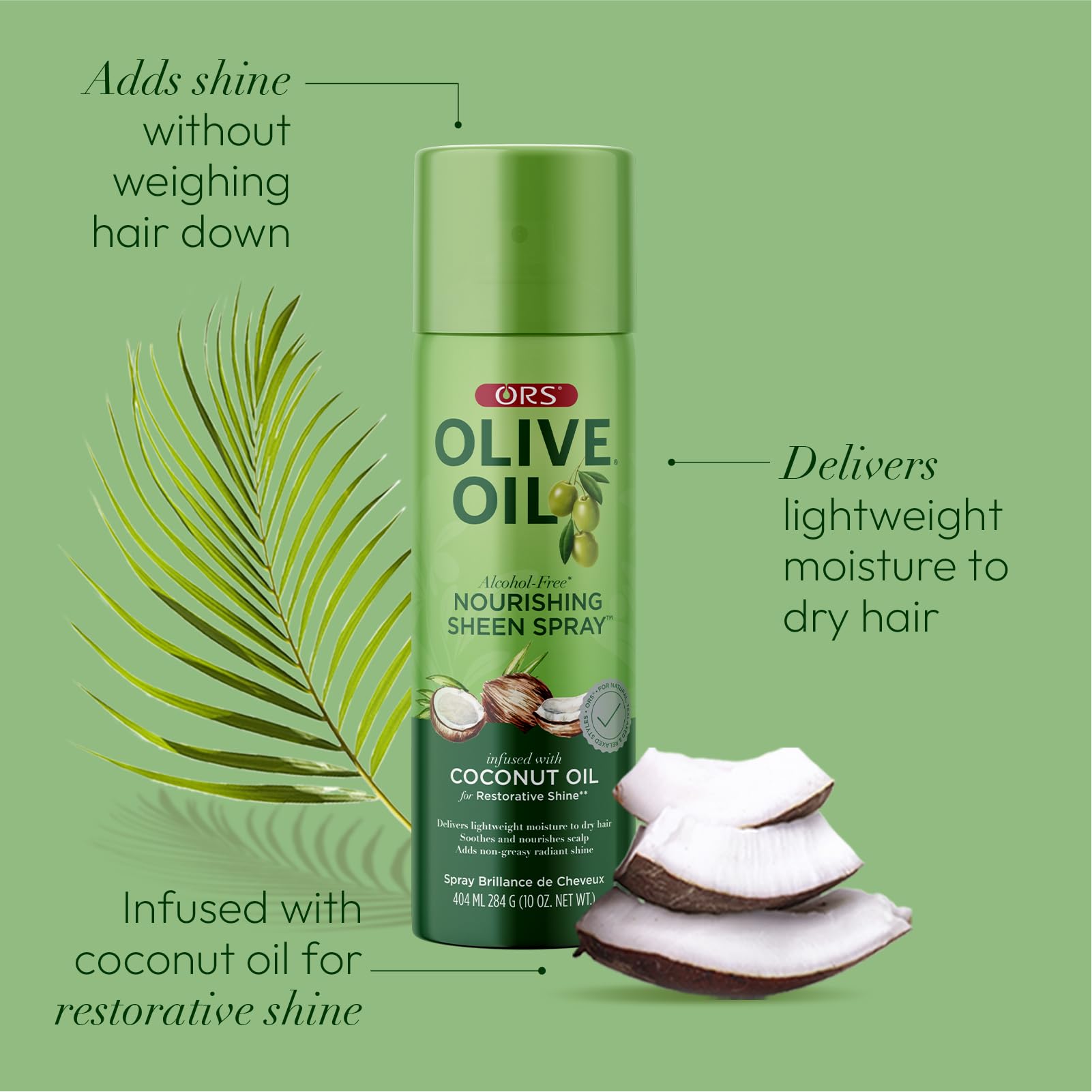 ORS Olive Oil Nourishing Sheen Spray with Coconut Oil – 10 oz (Pack of 4)