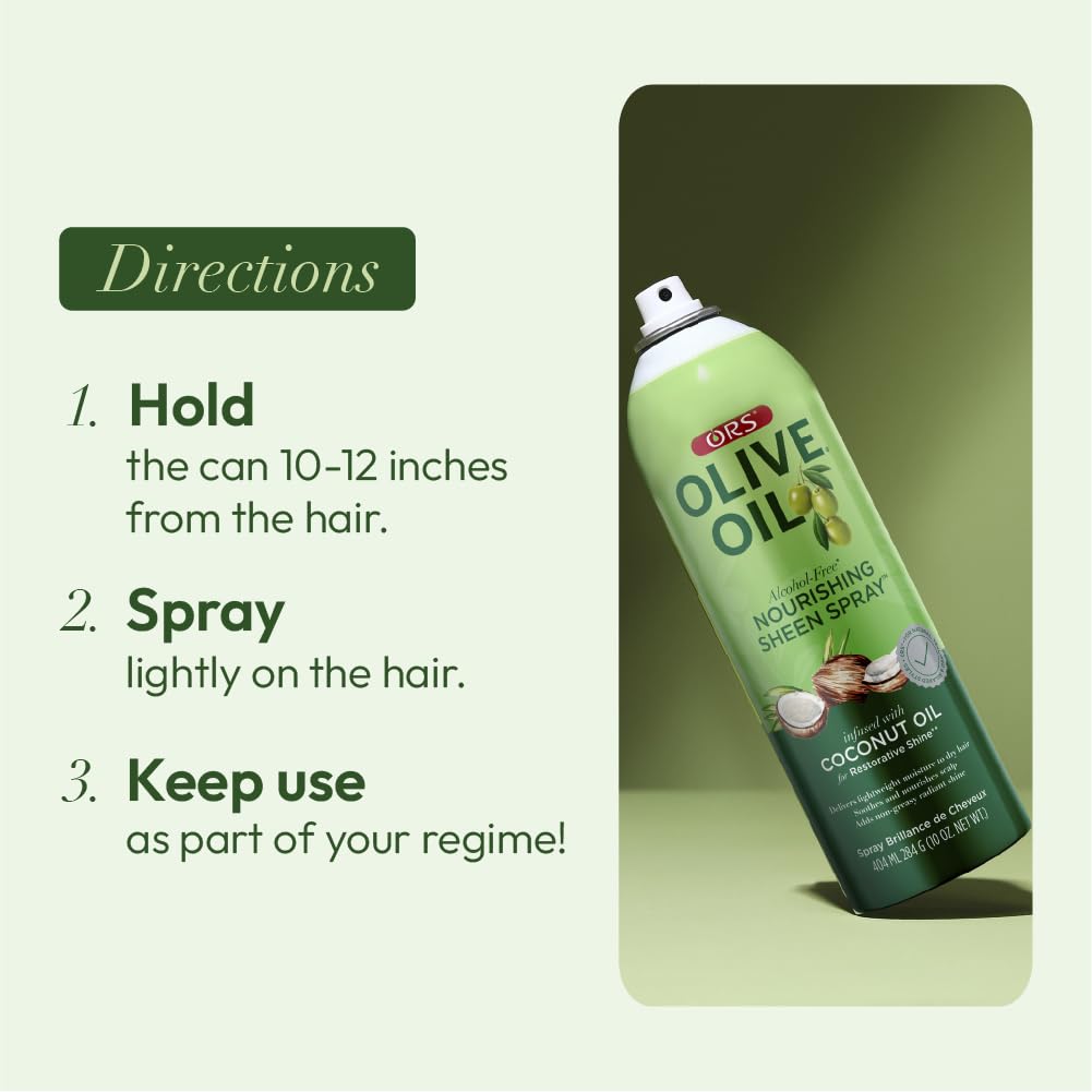 ORS Olive Oil Nourishing Sheen Spray with Coconut Oil – 10 oz (Pack of 4)