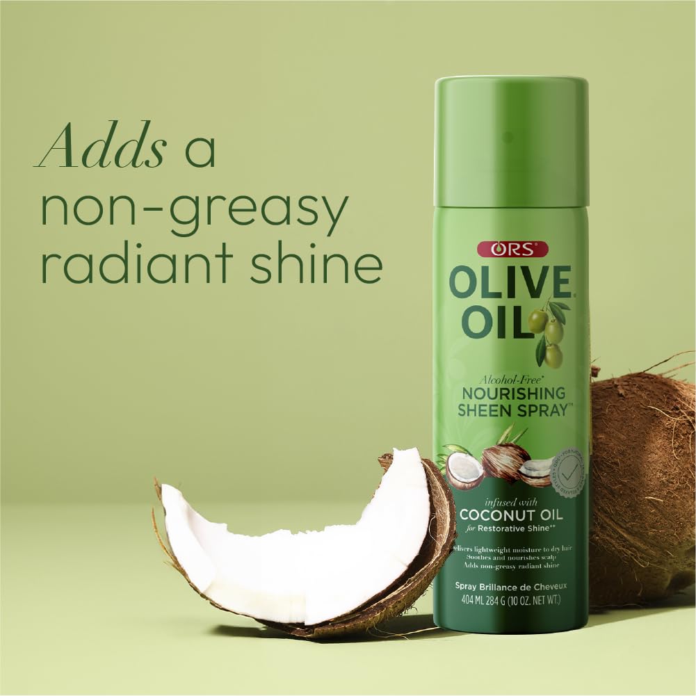 ORS Olive Oil Nourishing Sheen Spray with Coconut Oil – 10 oz (Pack of 4)