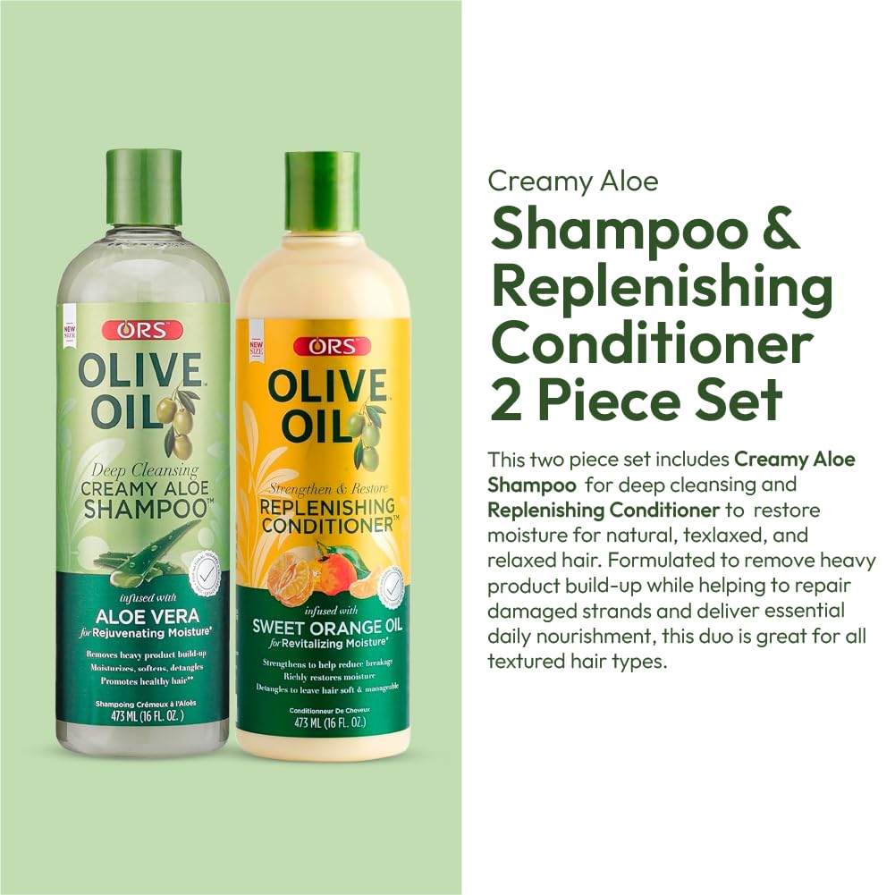 ORS Olive Oil Creamy Aloe Shampoo & Replenishing Conditioner – 2-Piece Set