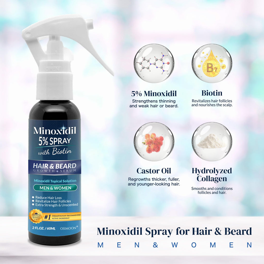 OSIMOON 5% Minoxidil Hair Growth Spray for Men & Women – 180ml