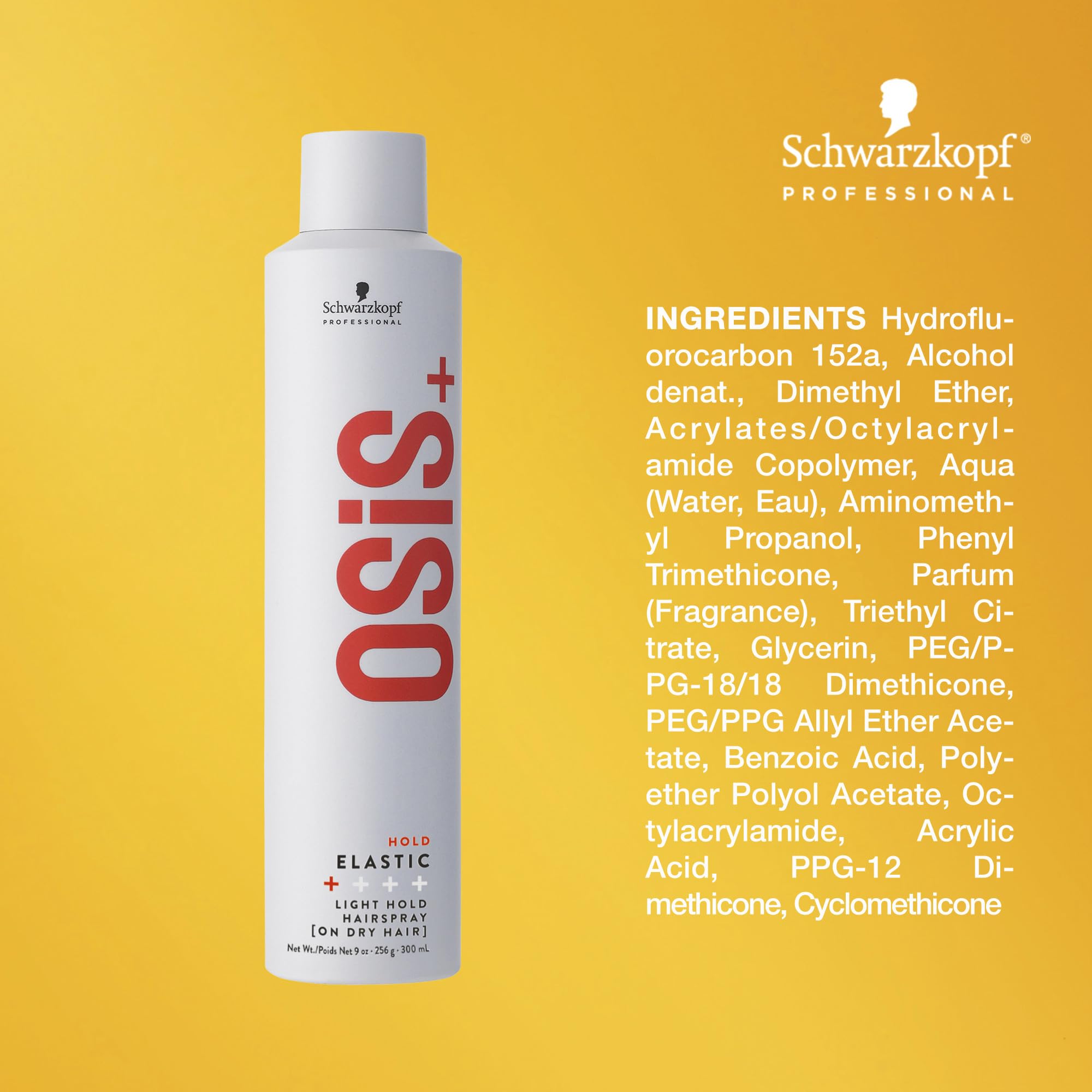 OSiS+ Elastic Light Hold Hairspray – 9 oz (2 Pack) | Lightweight Hold, Heat Protection to 450°F, Shine for All Hair Types