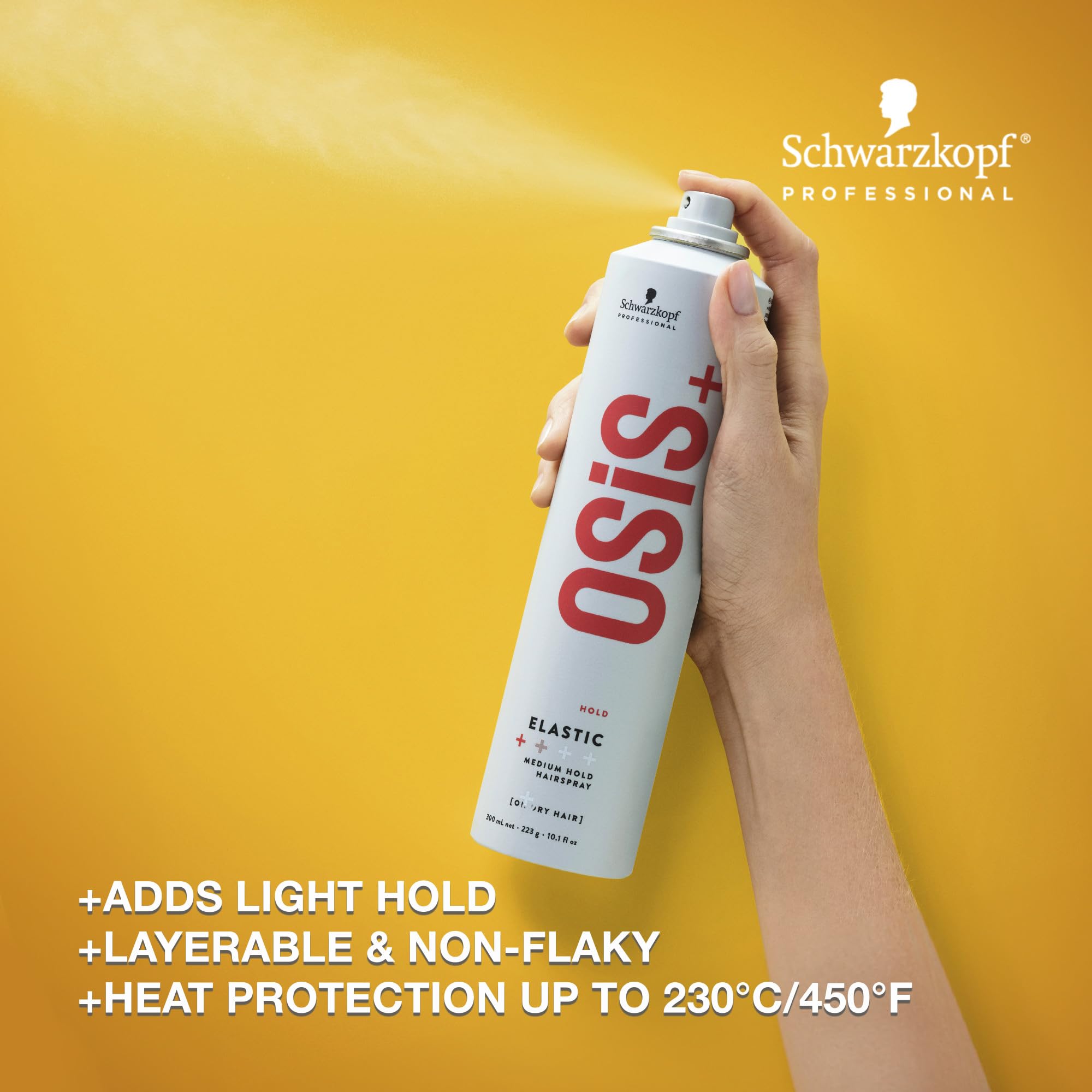 OSiS+ Elastic Light Hold Hairspray – 9 oz (2 Pack) | Lightweight Hold, Heat Protection to 450°F, Shine for All Hair Types