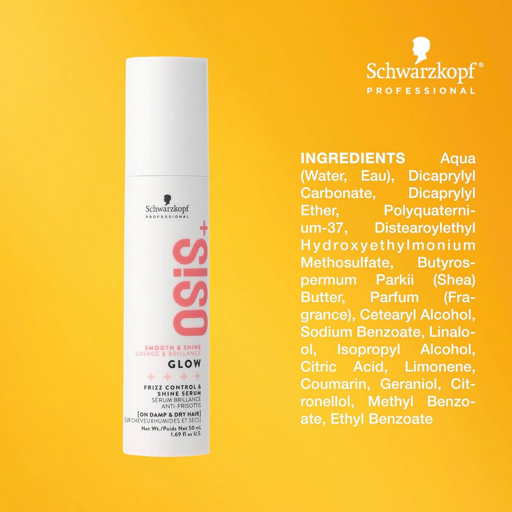 OSiS+ Glow Anti-Frizz Shine Serum 1.69 oz (2 Pack) – Lightweight, Non-Greasy | Heat & Humidity Protection | All Hair Types