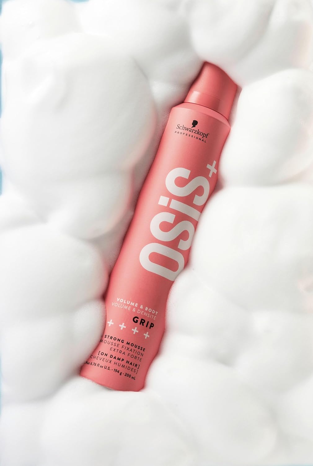 OSiS+ Grip Extreme Hold Mousse – 2 Pack, Maximum Volume, Extra Strong Hold, Natural Shine