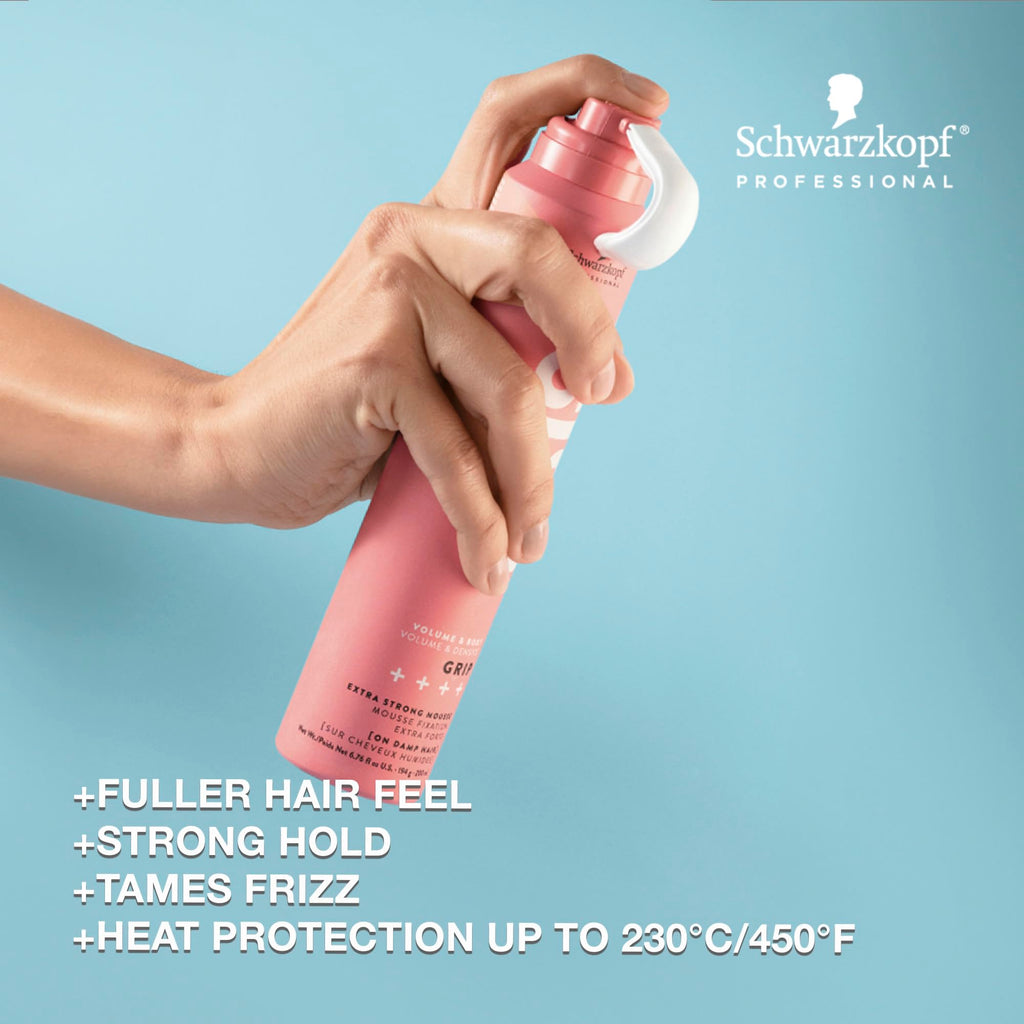 OSiS+ Grip Extreme Hold Mousse – 2 Pack, Maximum Volume, Extra Strong Hold, Natural Shine