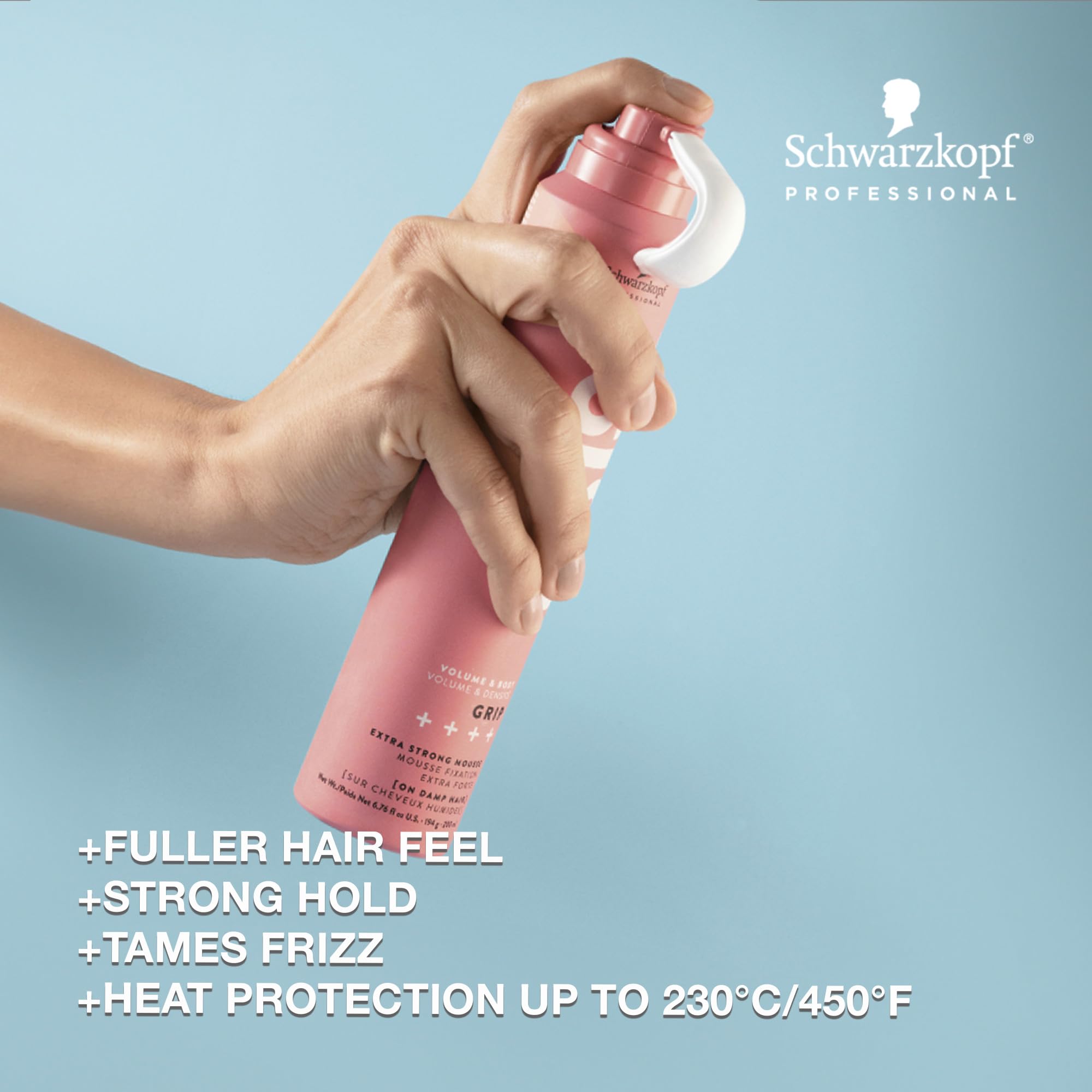 OSiS+ Grip Extreme Hold Mousse – 2 Pack, Maximum Volume, Extra Strong Hold, Natural Shine