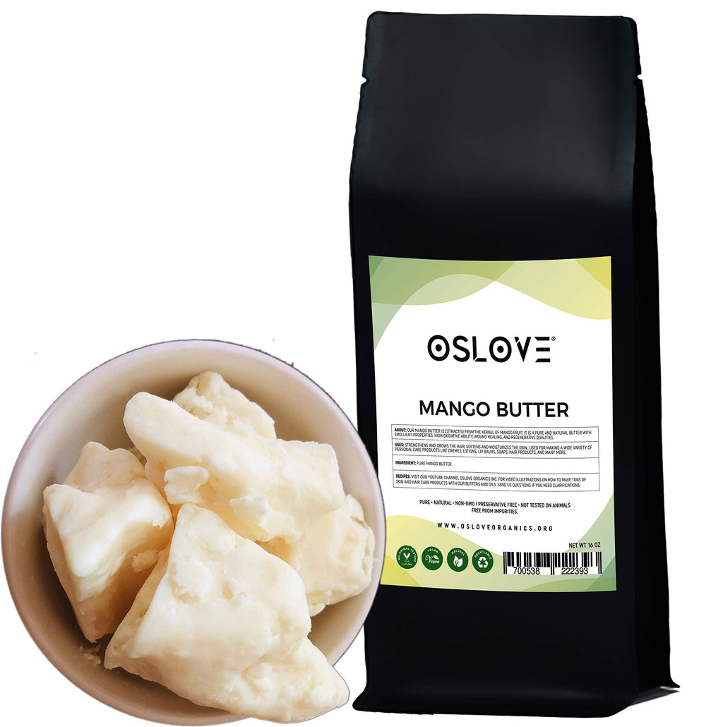 Oslove Organics Mango Butter 1 lb – Pure, Natural, Hand-Packed for DIY Skincare & Hair Care