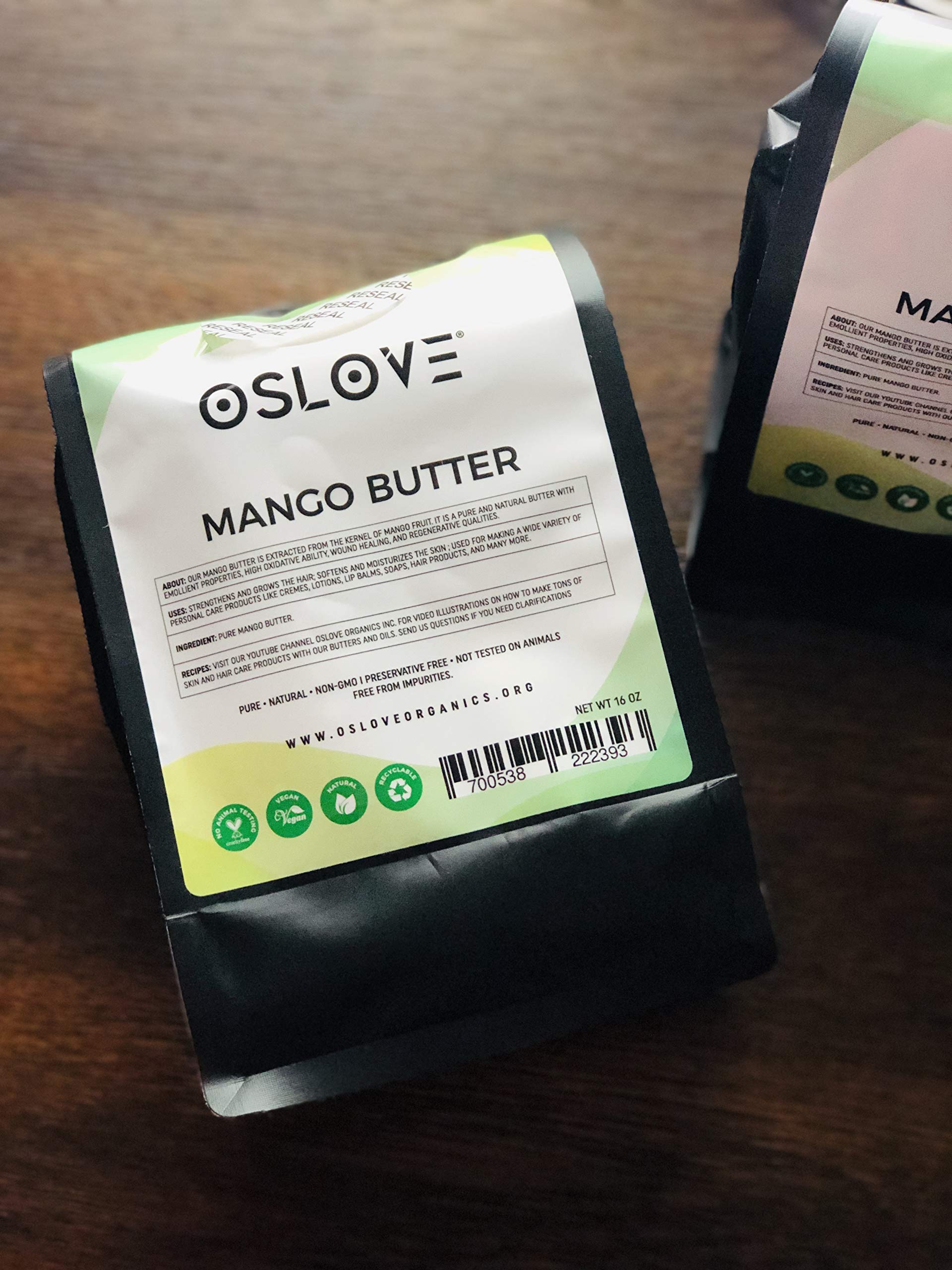Oslove Organics Mango Butter 1 lb – Pure, Natural, Hand-Packed for DIY Skincare & Hair Care