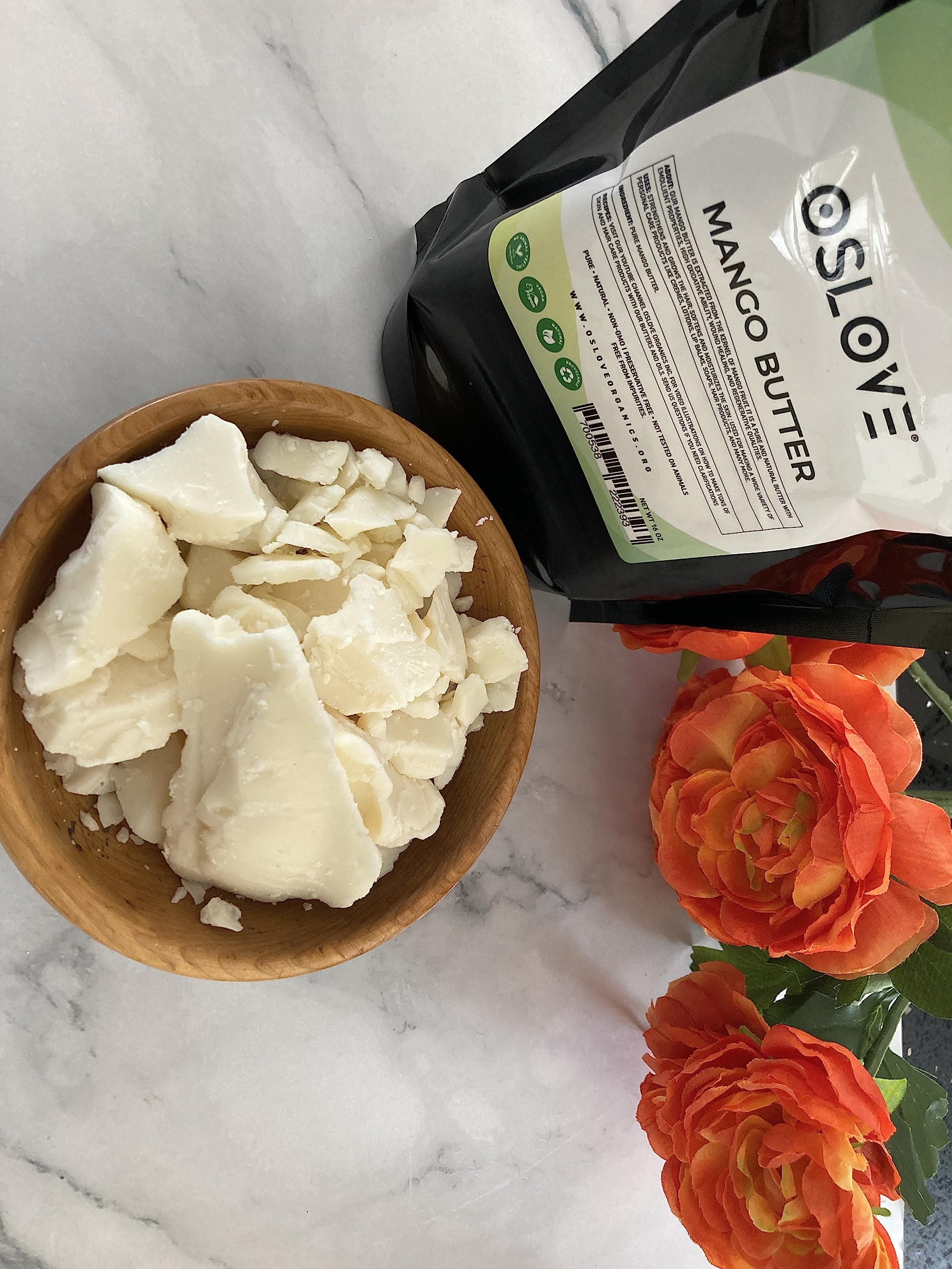 Oslove Organics Mango Butter 1 lb – Pure, Natural, Hand-Packed for DIY Skincare & Hair Care