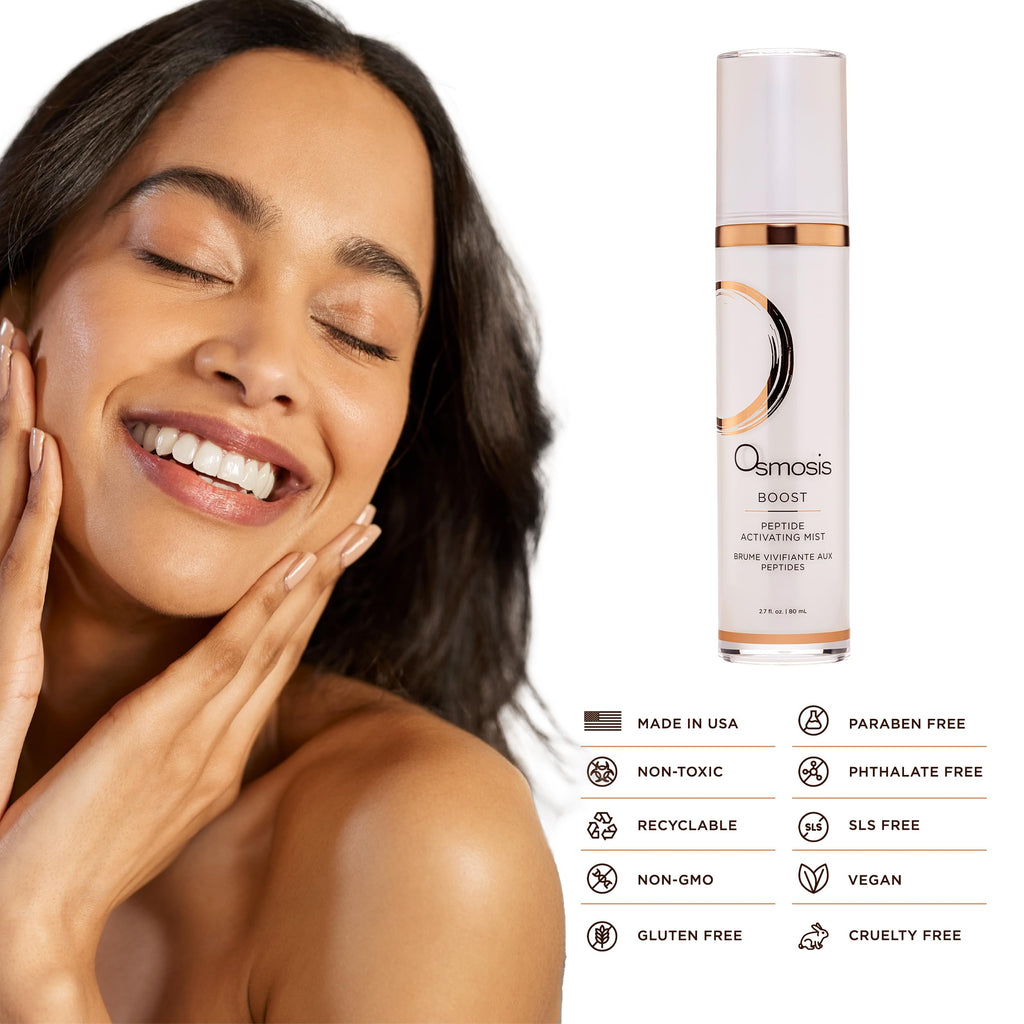 OSMOSIS BOOST Peptide Hydrating Facial Mist with Hyaluronic Acid – Aging, Pigmented, Sensitive & Dry Skin | 2.7 fl oz