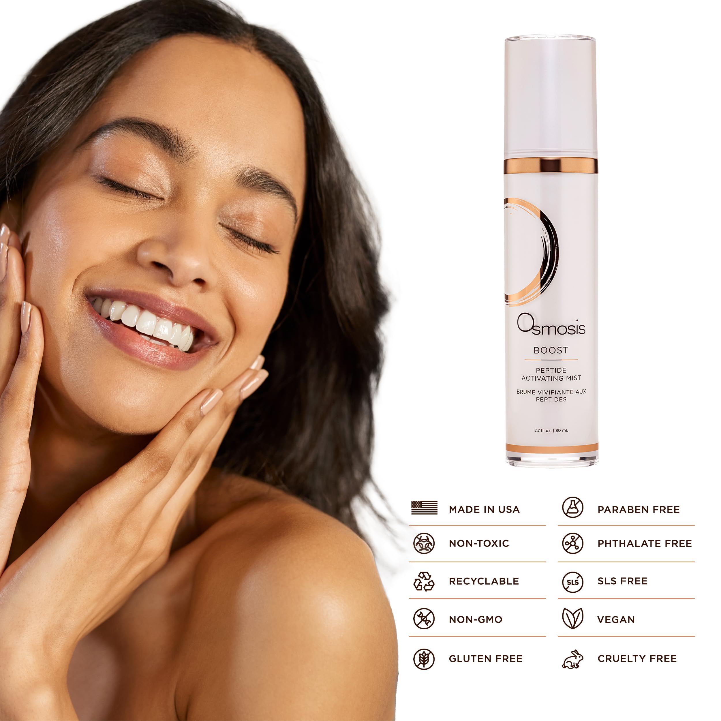 OSMOSIS BOOST Peptide Hydrating Facial Mist with Hyaluronic Acid – Aging, Pigmented, Sensitive & Dry Skin | 2.7 fl oz