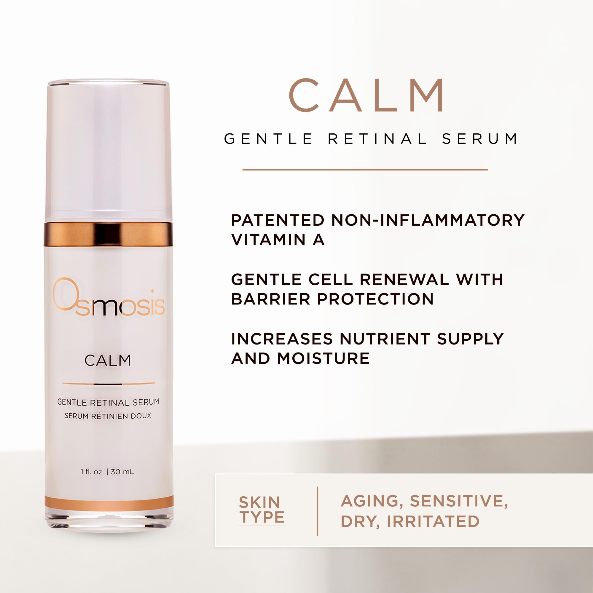 OSMOSIS CALM Gentle Retinal Facial Serum with Soothing Vitamin A for Sensitive Skin