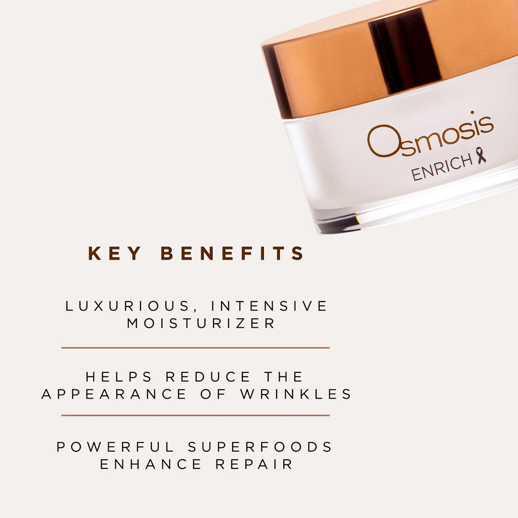 OSMOSIS ENRICH Smoothing Night Repair Cream for Face & Neck — Intensive Moisturizer with Chirata & Fruit Oils, 1 oz