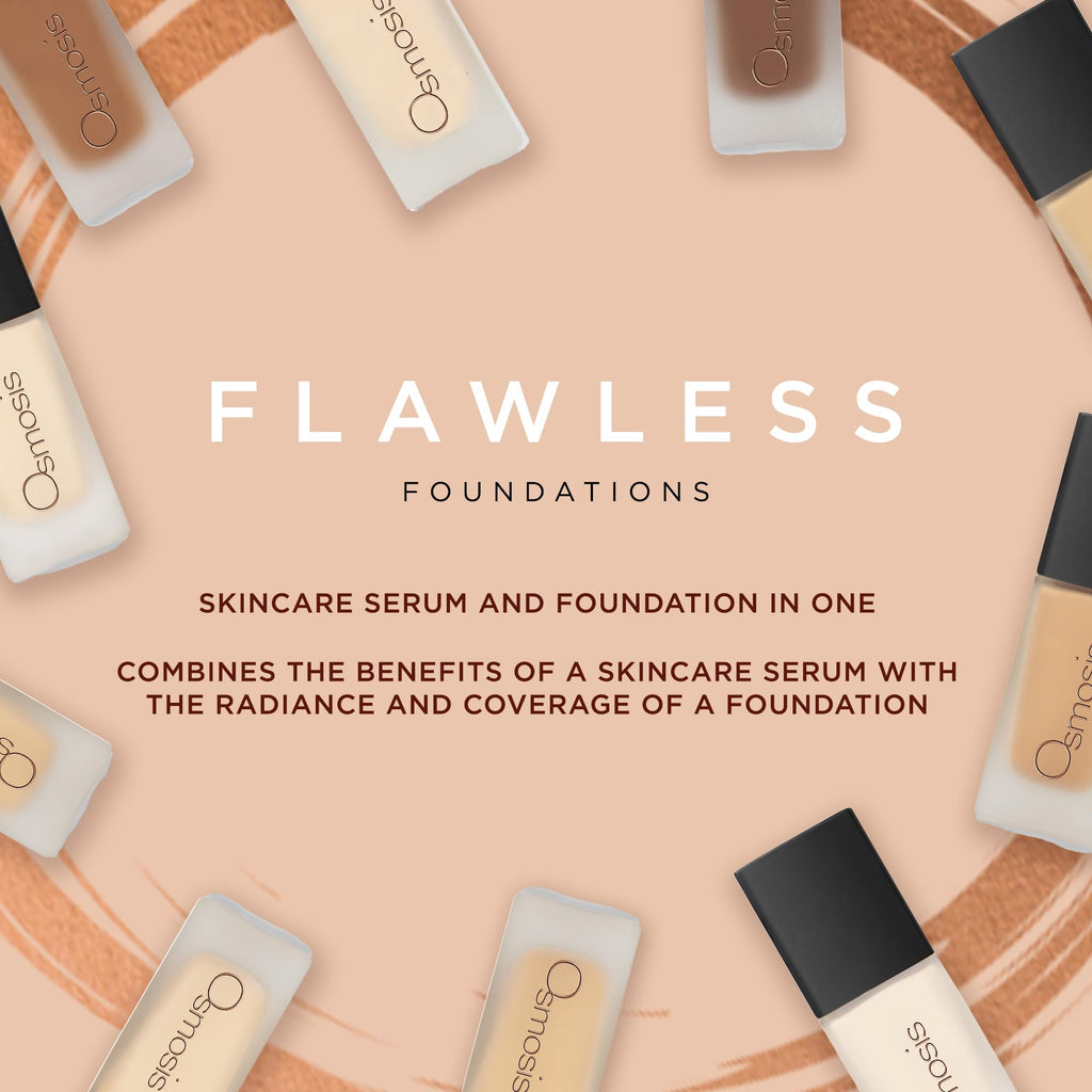 Osmosis Flawless Foundation – Lightweight Serum-Makeup Hybrid, Matte Finish, 10 Shades, Java 1 oz