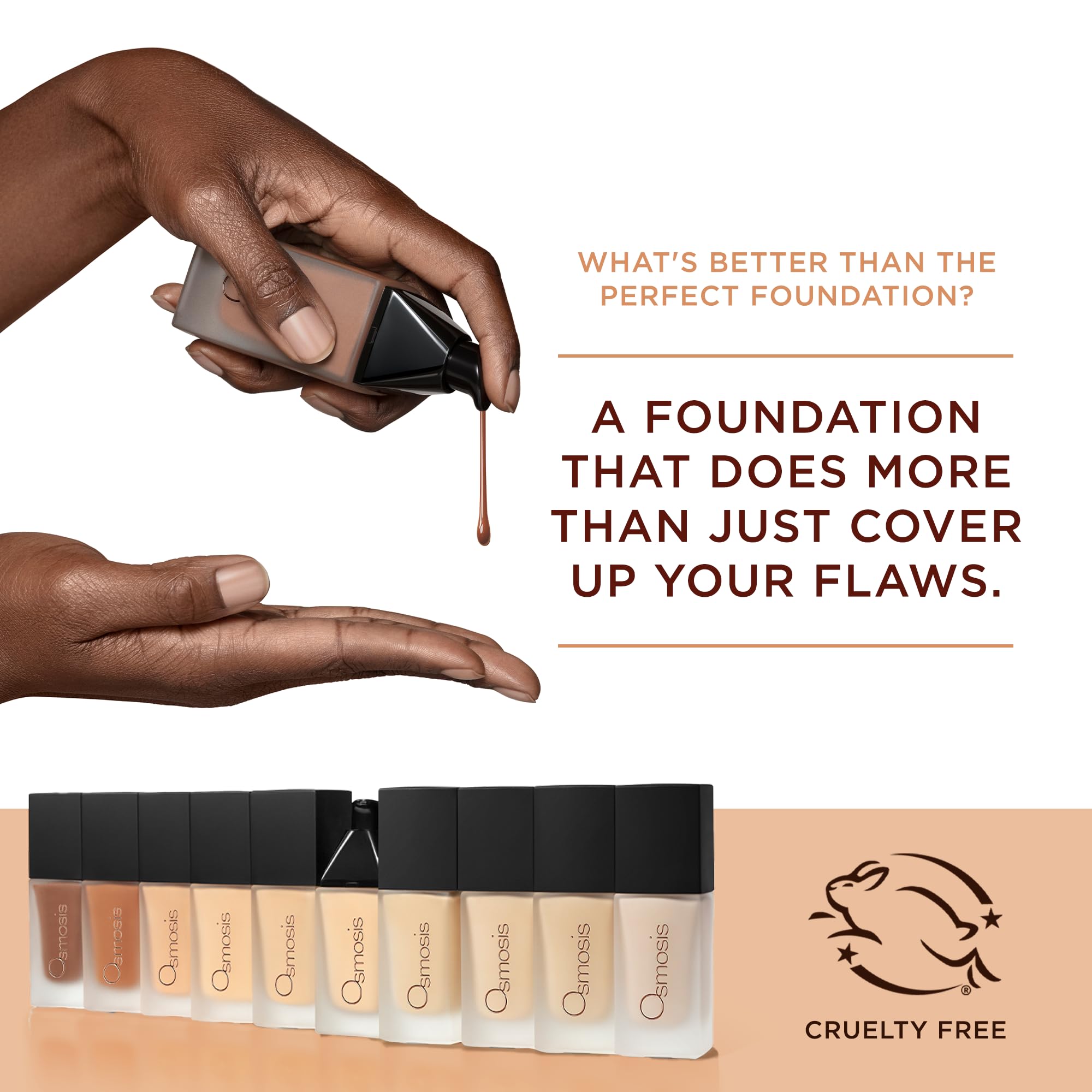 OSMOSIS Flawless Foundation — Lightweight Skincare Serum & Foundation, Matte Finish, 10 Shades (Ivory, 1 oz)