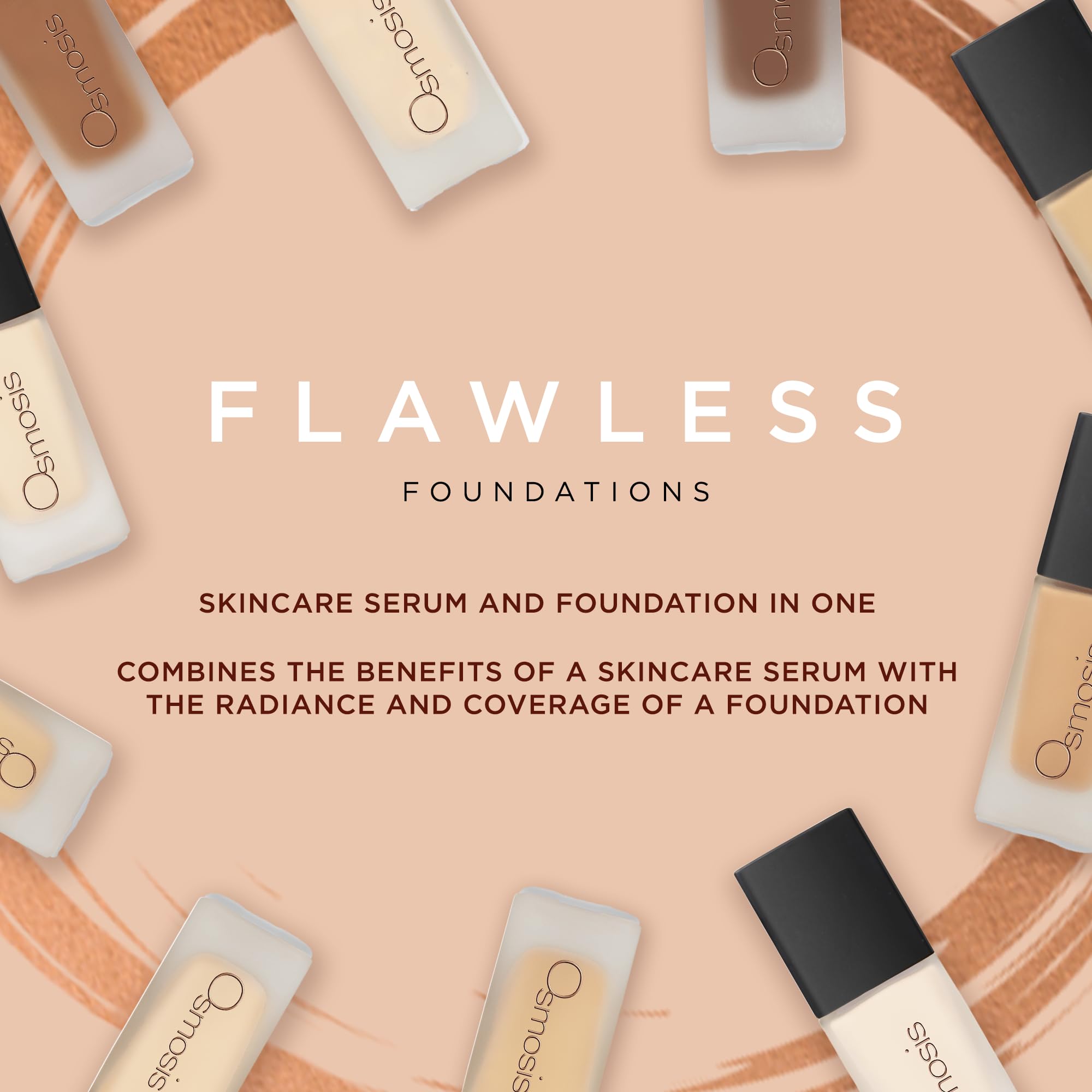 Osmosis Flawless Foundation – Lightweight Serum Foundation with Matte Finish (10 Shades, Truffle, 1 oz)