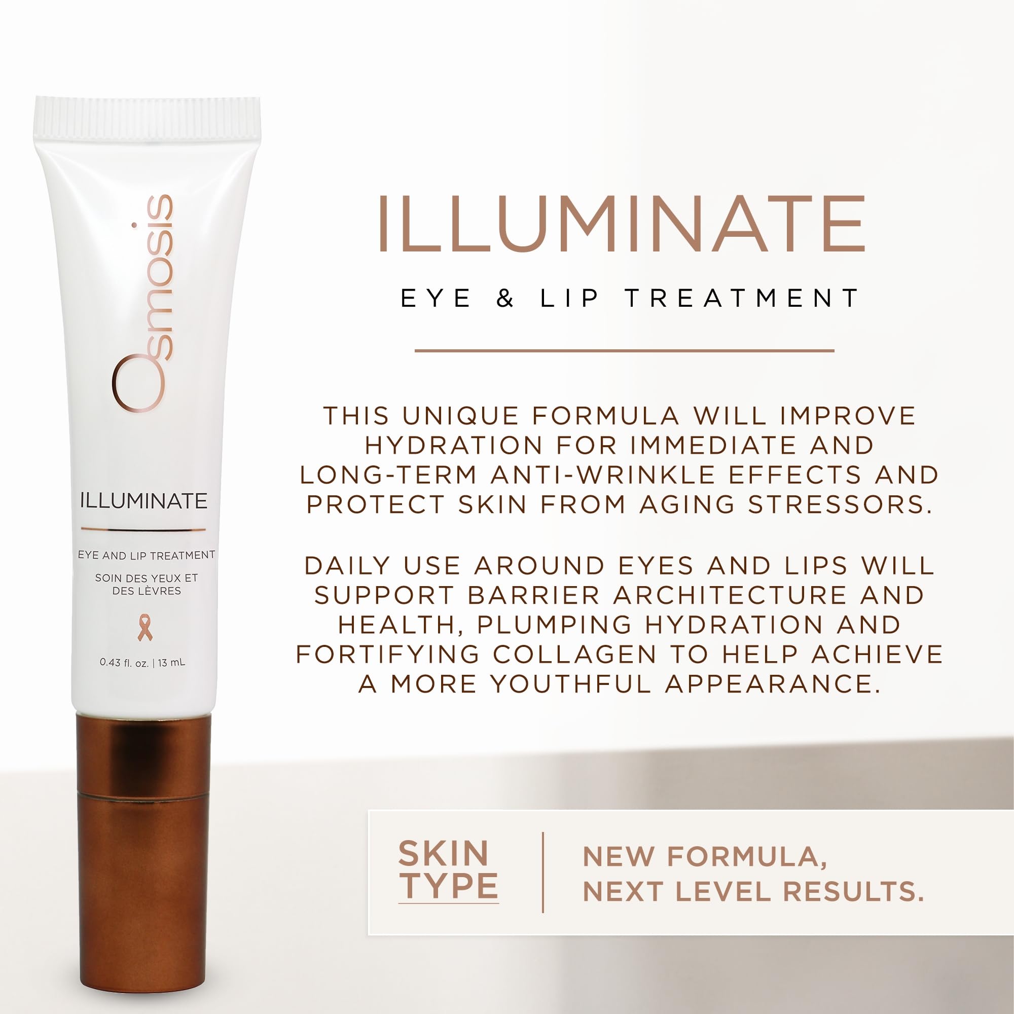 OSMOSIS ILLUMINATE Eye & Lip Treatment – Hydration + Firming with Niacinamide & Peptides (0.43 oz)