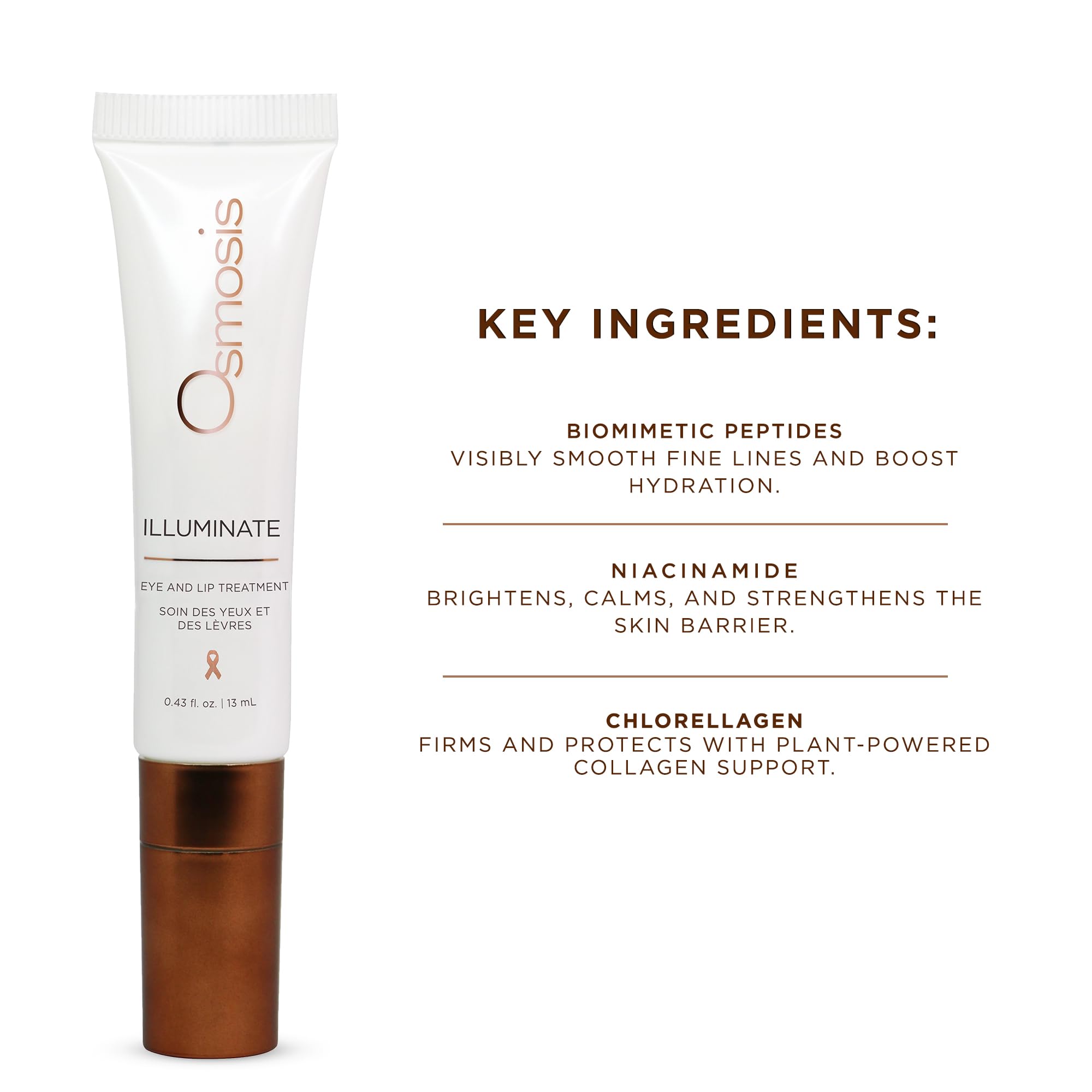 OSMOSIS ILLUMINATE Eye & Lip Treatment – Hydration + Firming with Niacinamide & Peptides (0.43 oz)
