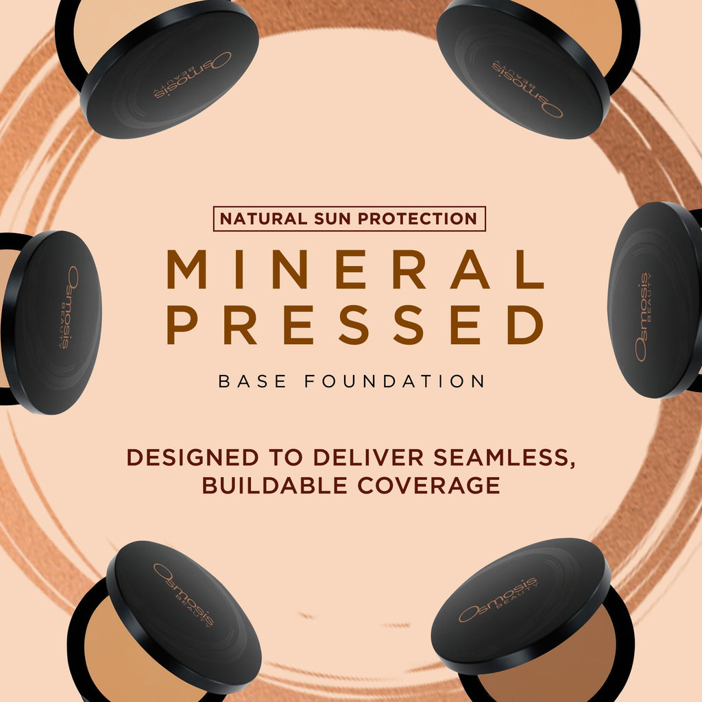 Osmosis Mineral Pressed Base Foundation - Dark Golden | Buildable Coverage, Semi-Matte Finish
