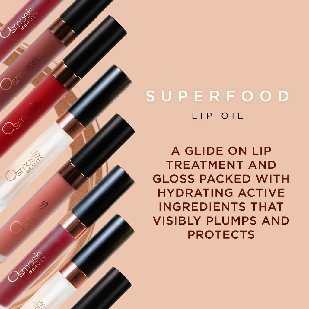 Osmosis Superfood Lip Oil – Nourishing Tinted Lip Gloss with Peptide-Enhanced Hydration